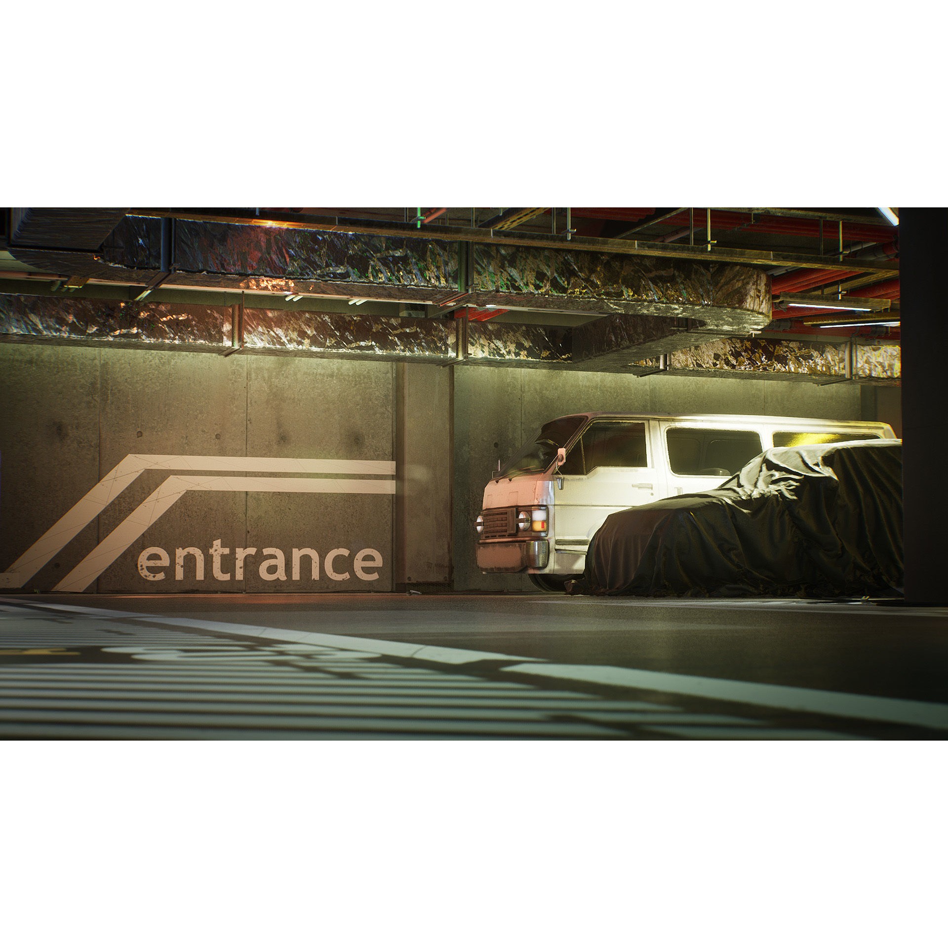 Parking Lot Environment Kit - Low-Poly Game-Ready 3D Model - View 10