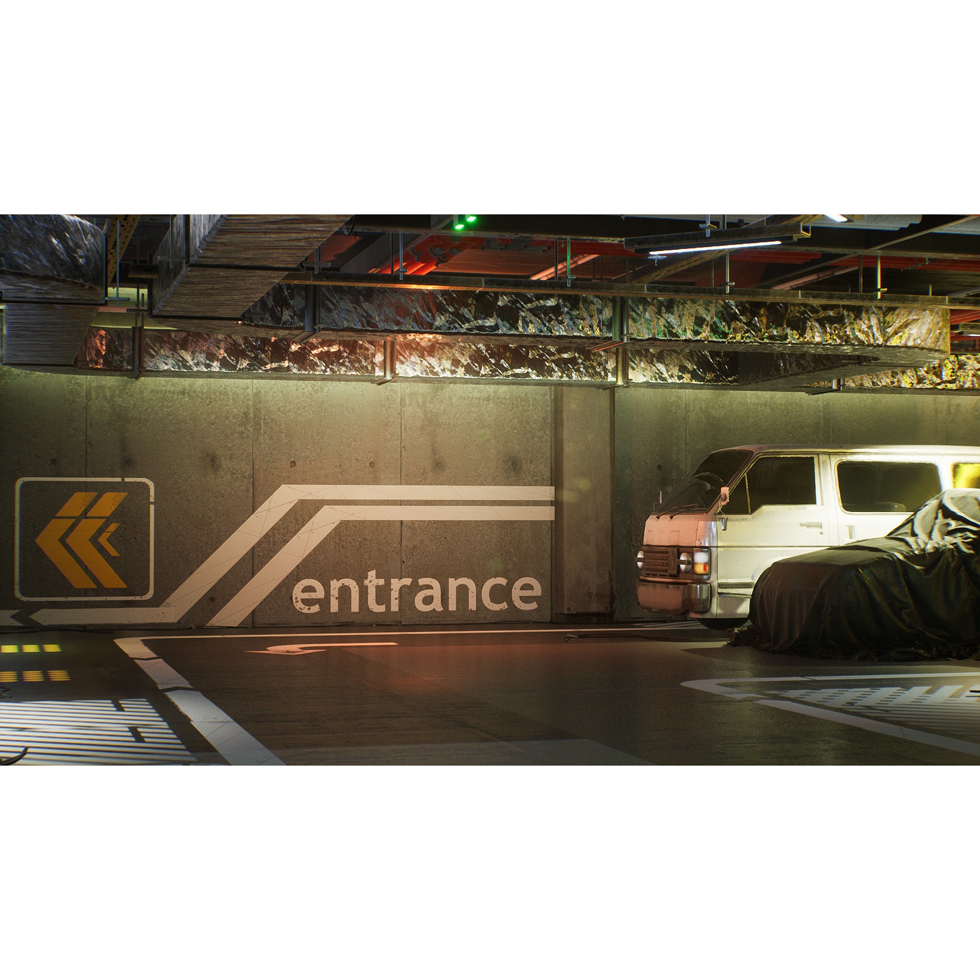 Parking Lot Environment Kit - Low-Poly Game-Ready 3D Model - View 4