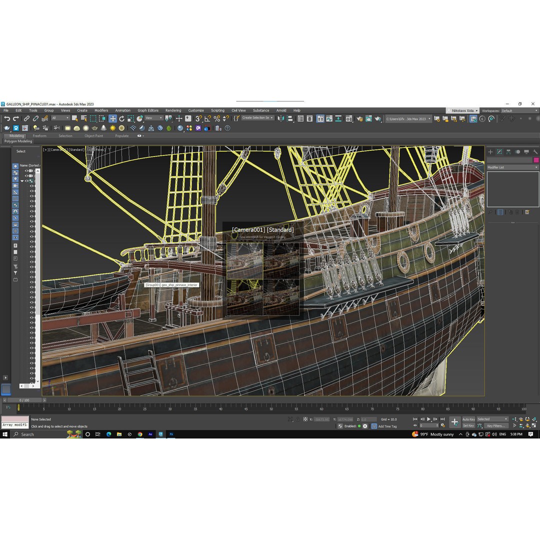 Pinnacle Galleon Ship 3D Model – Low Poly Historic Nautical Asset, FBX - View 10