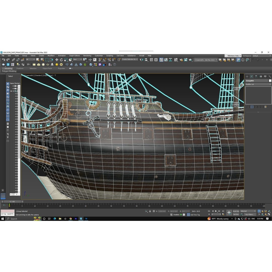 Pinnacle Galleon Ship 3D Model – Low Poly Historic Nautical Asset, FBX - View 3