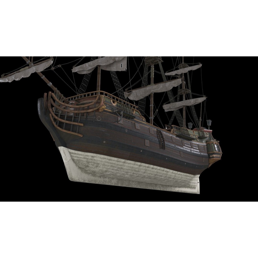 Pinnacle Galleon Ship 3D Model – Low Poly Historic Nautical Asset, FBX - View 5