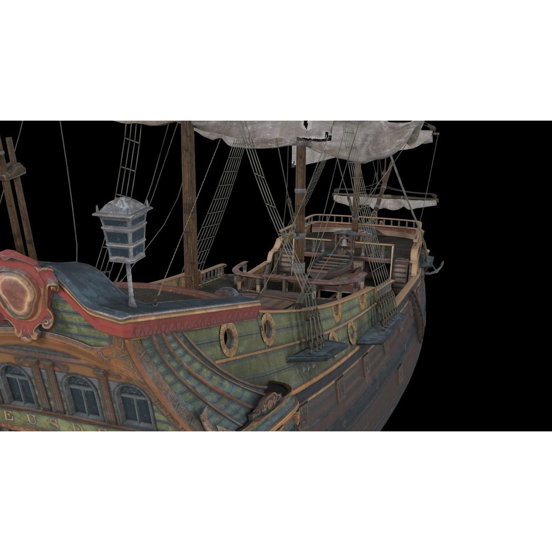 Pinnacle Galleon Ship 3D Model – Low Poly Historic Nautical Asset, FBX - View 7