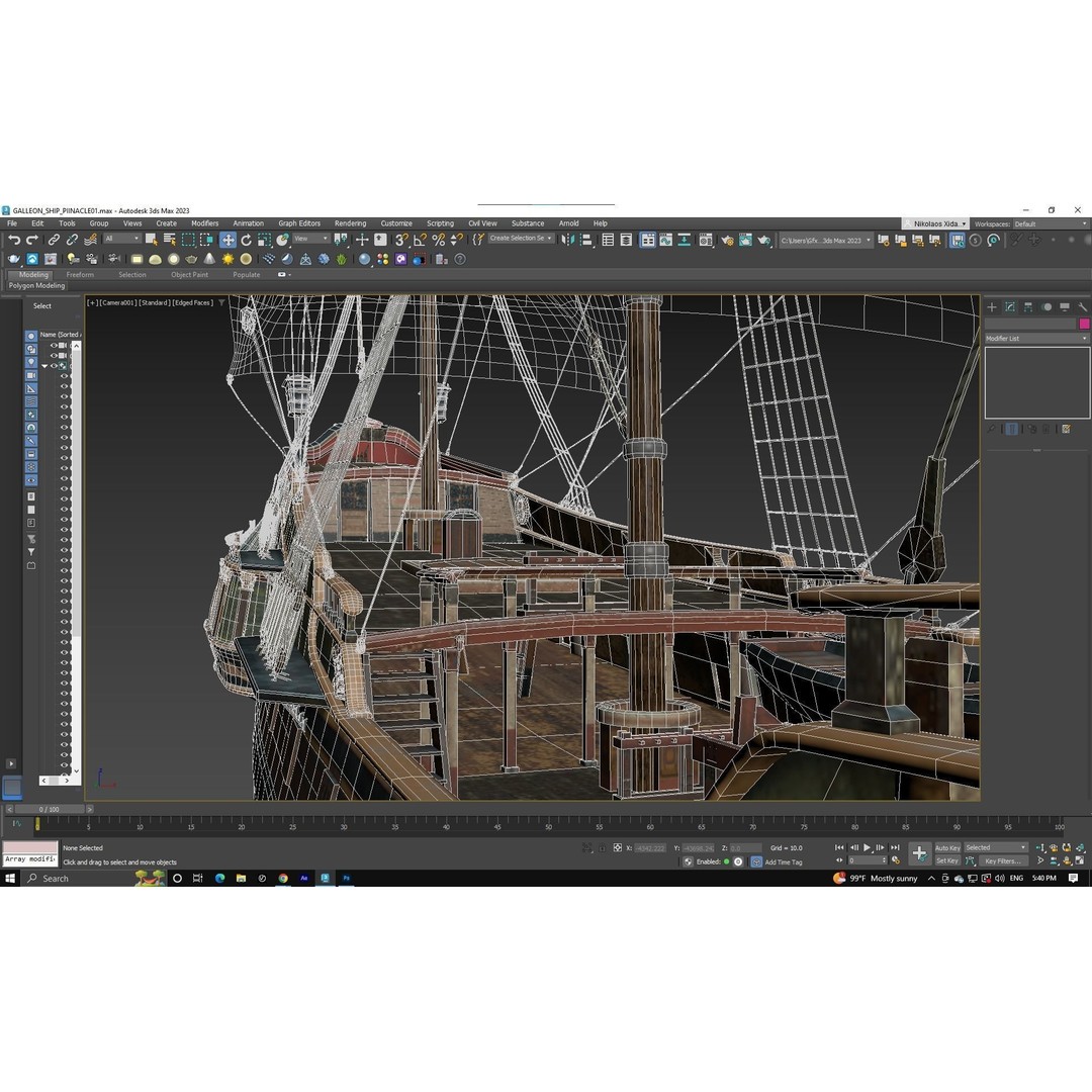Pinnacle Galleon Ship 3D Model – Low Poly Historic Nautical Asset, FBX - View 9