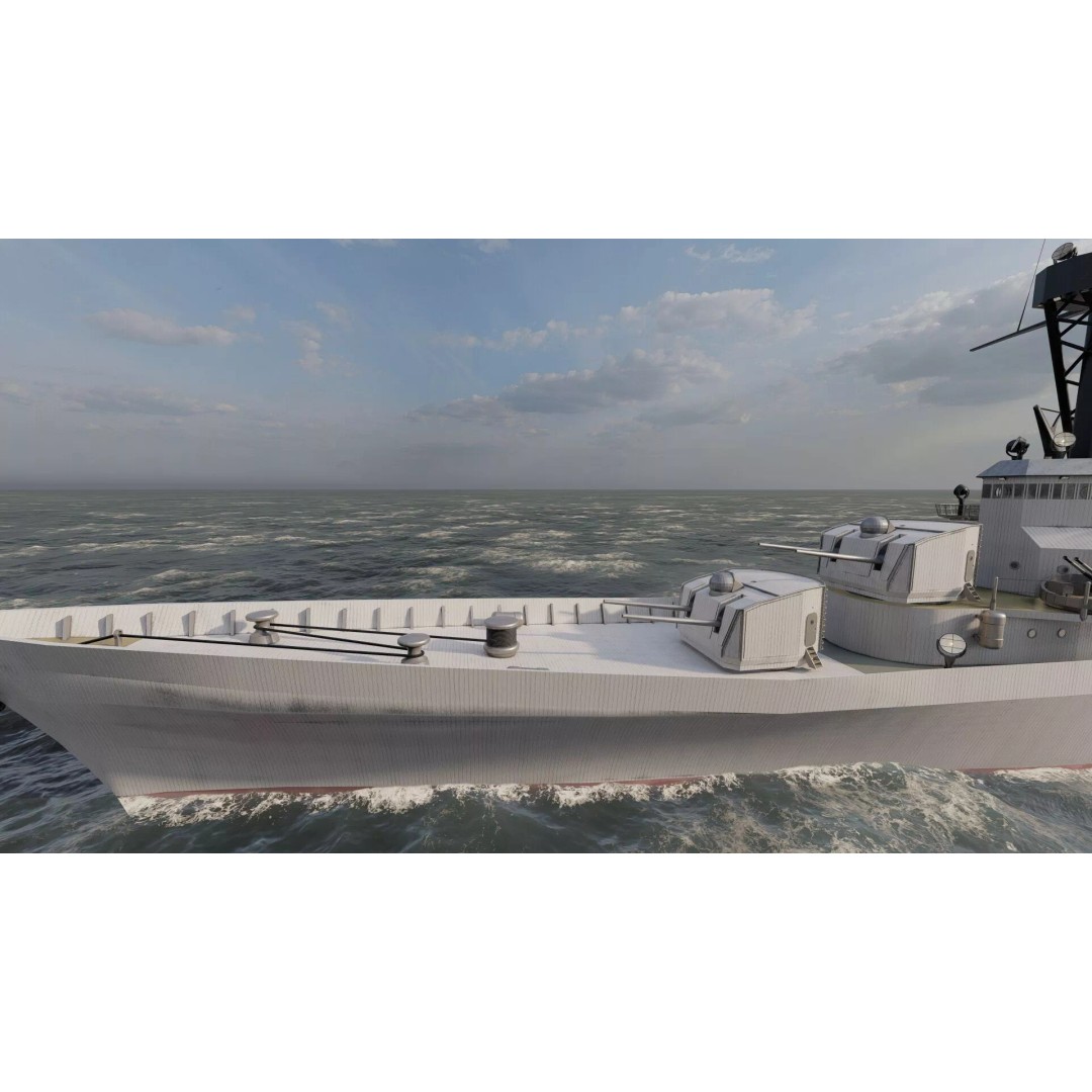 Fletcher Class Destroyer 3D Model – Detailed WW2 Ship Asset, PBR Textures - View 11