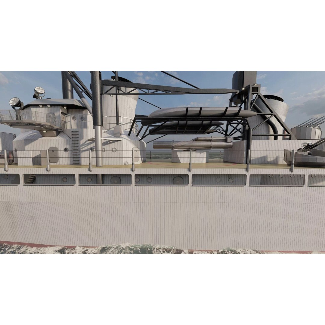 Fletcher Class Destroyer 3D Model – Detailed WW2 Ship Asset, PBR Textures - View 15