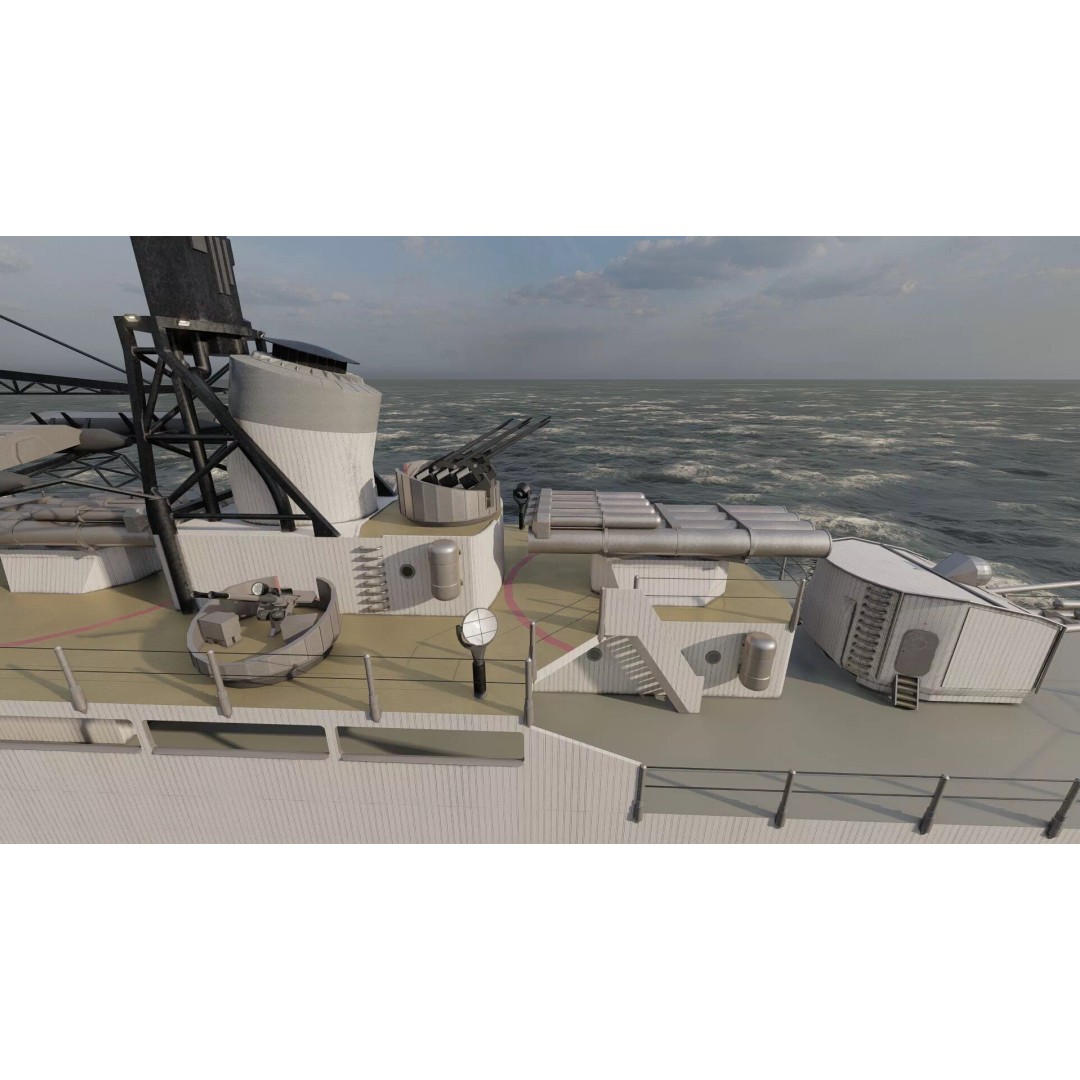 Fletcher Class Destroyer 3D Model – Detailed WW2 Ship Asset, PBR Textures - View 17