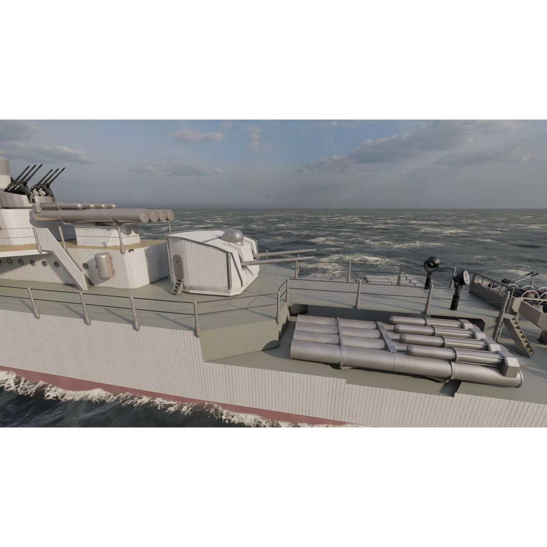 Fletcher Class Destroyer 3D Model – Detailed WW2 Ship Asset, PBR Textures - View 18