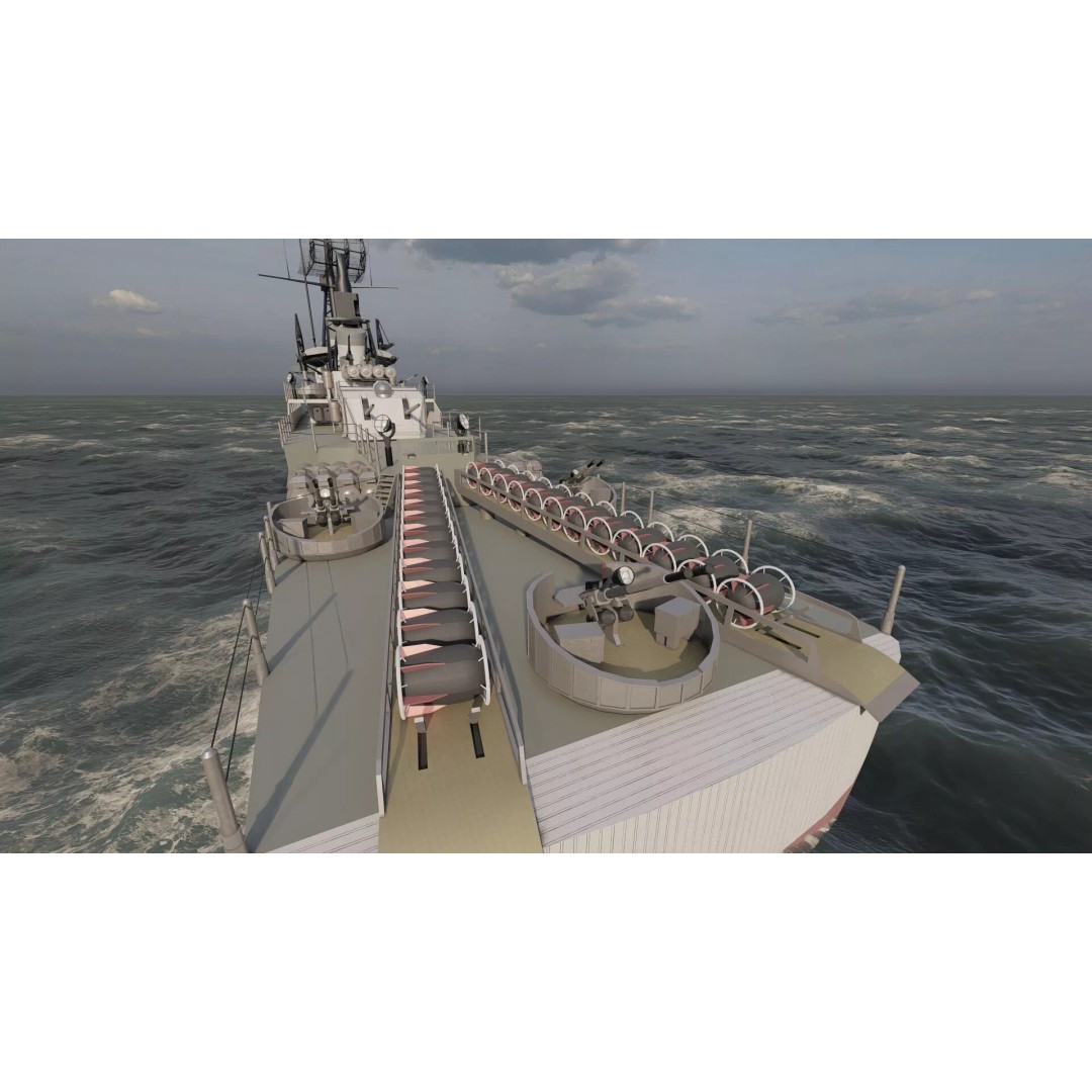 Fletcher Class Destroyer 3D Model – Detailed WW2 Ship Asset, PBR Textures - View 20