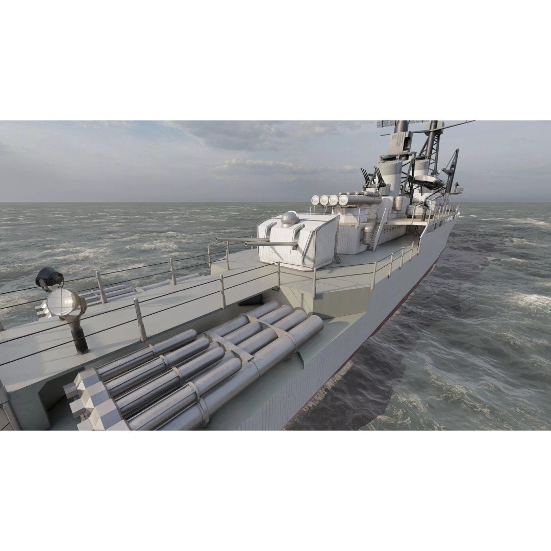 Fletcher Class Destroyer 3D Model – Detailed WW2 Ship Asset, PBR Textures - View 22
