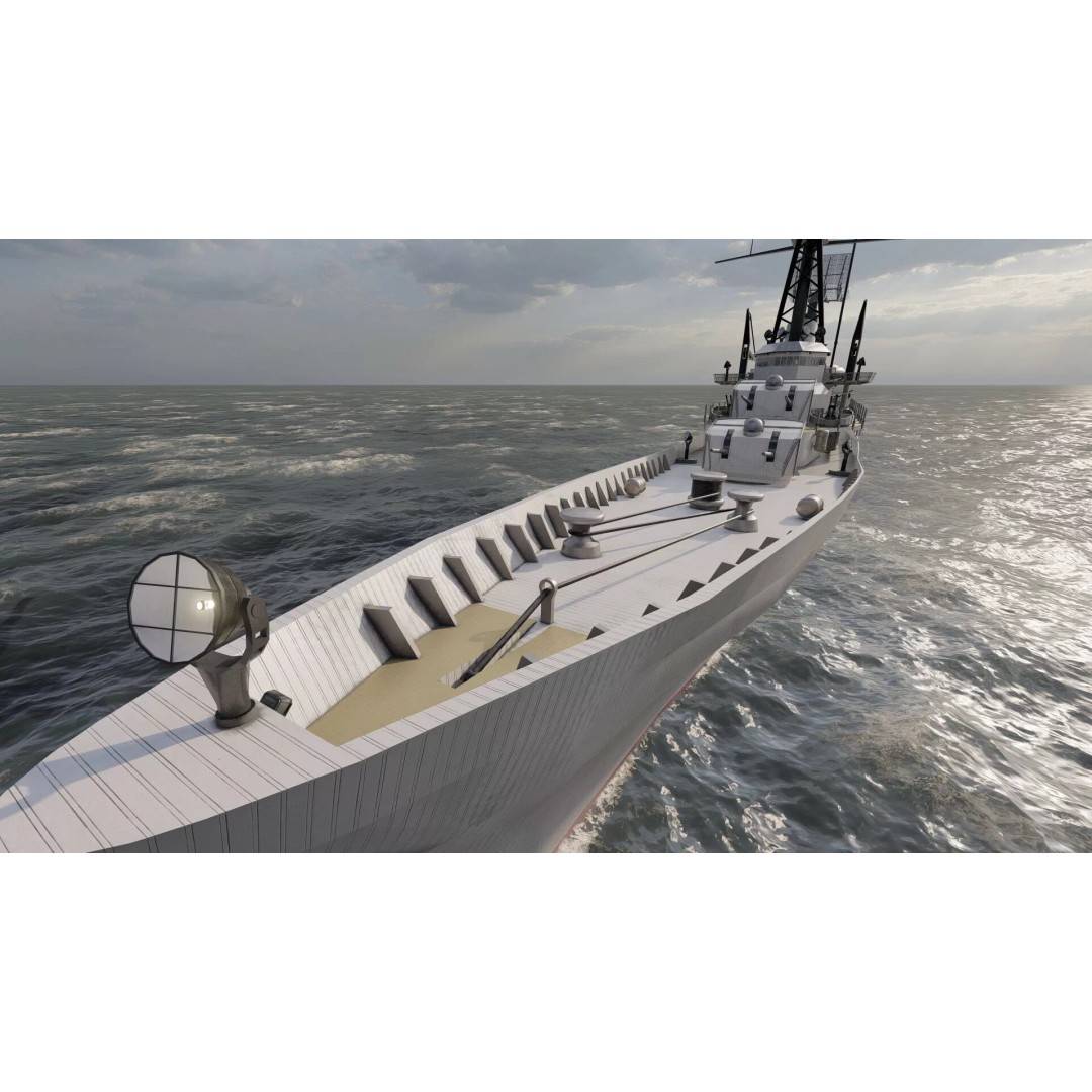 Fletcher Class Destroyer 3D Model – Detailed WW2 Ship Asset, PBR Textures - View 27