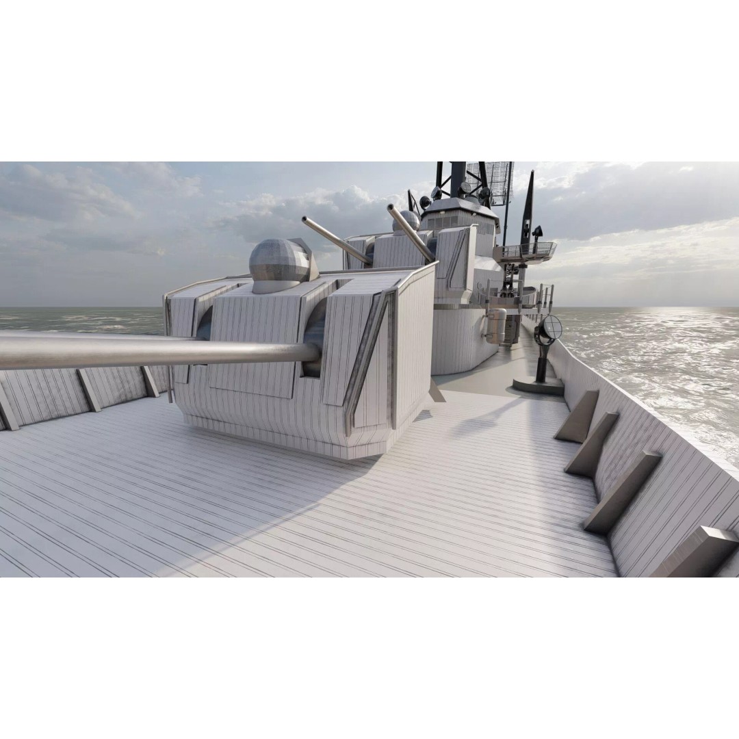 Fletcher Class Destroyer 3D Model – Detailed WW2 Ship Asset, PBR Textures - View 29