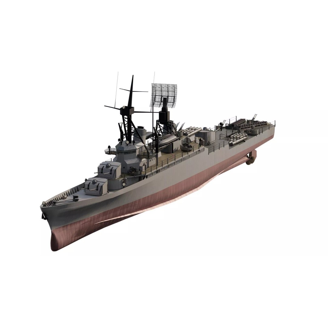 Fletcher Class Destroyer 3D Model – Detailed WW2 Ship Asset, PBR Textures - View 3