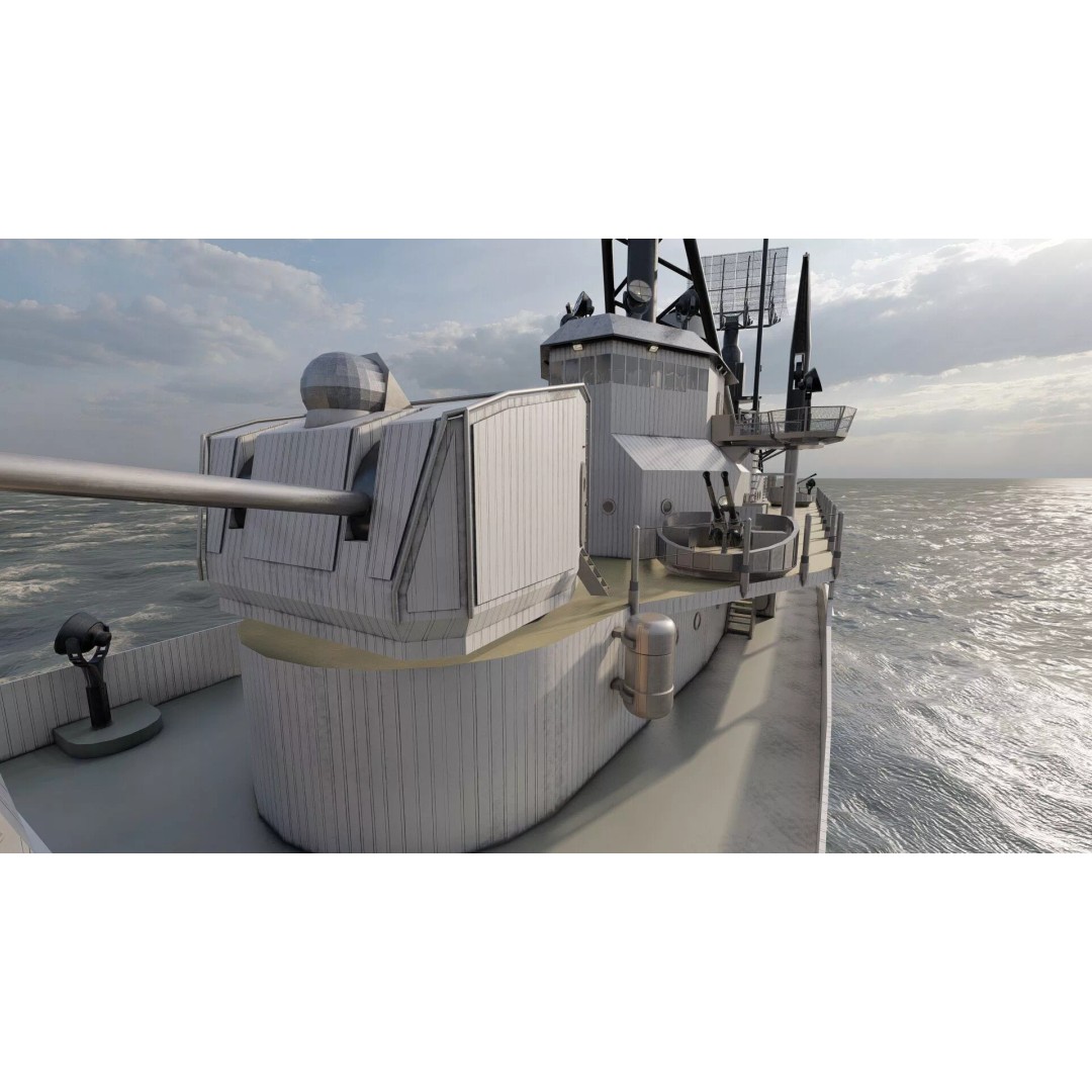 Fletcher Class Destroyer 3D Model – Detailed WW2 Ship Asset, PBR Textures - View 30