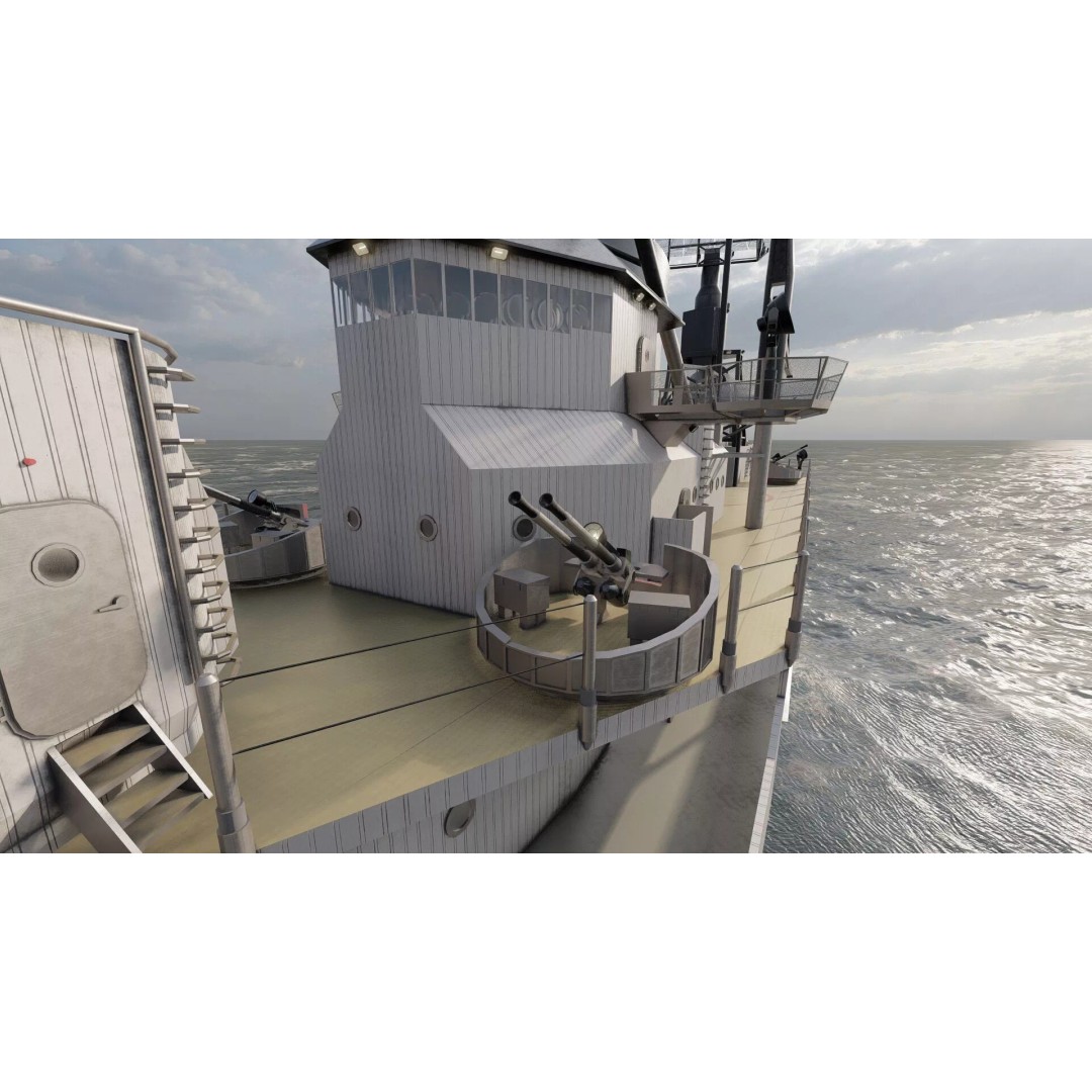 Fletcher Class Destroyer 3D Model – Detailed WW2 Ship Asset, PBR Textures - View 31