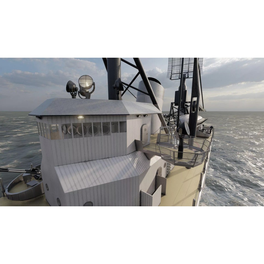 Fletcher Class Destroyer 3D Model – Detailed WW2 Ship Asset, PBR Textures - View 32