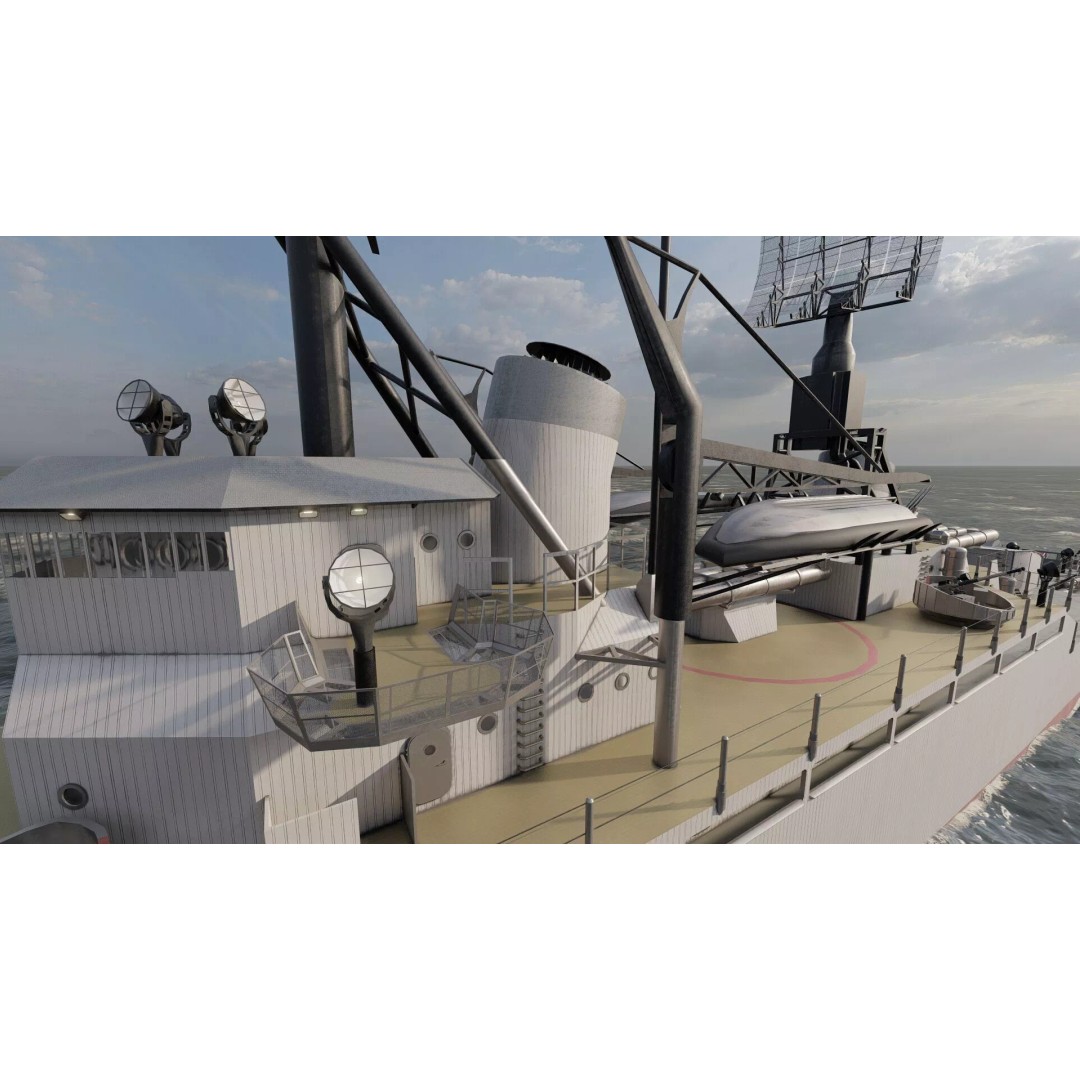 Fletcher Class Destroyer 3D Model – Detailed WW2 Ship Asset, PBR Textures - View 33