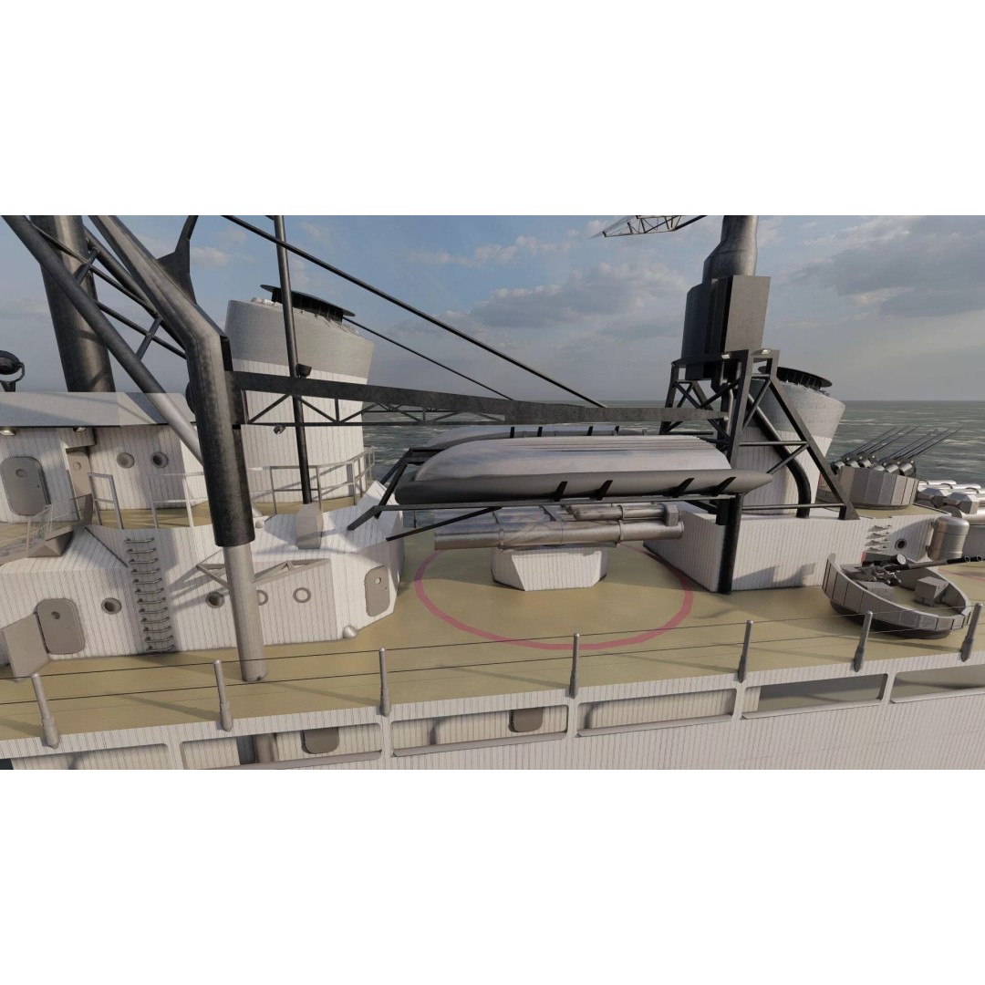 Fletcher Class Destroyer 3D Model – Detailed WW2 Ship Asset, PBR Textures - View 34