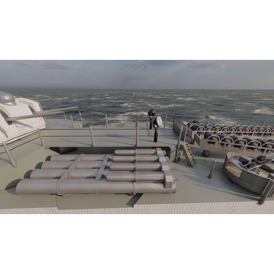 Fletcher Class Destroyer 3D Model – Detailed WW2 Ship Asset, PBR Textures - View 38