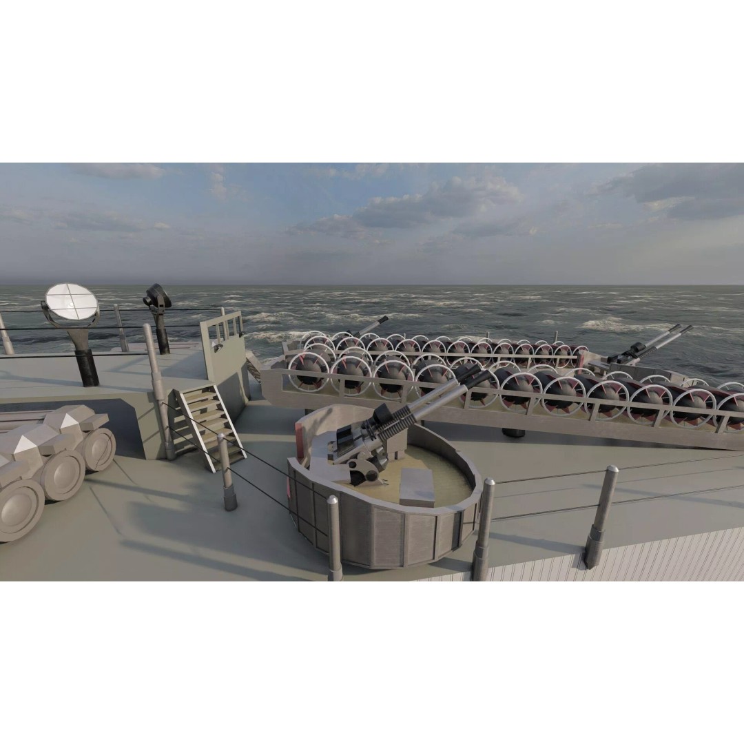 Fletcher Class Destroyer 3D Model – Detailed WW2 Ship Asset, PBR Textures - View 39