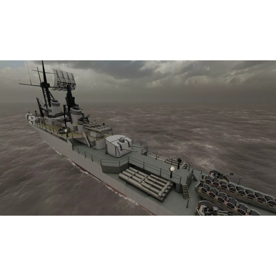 Fletcher Class Destroyer 3D Model – Detailed WW2 Ship Asset, PBR Textures - View 40
