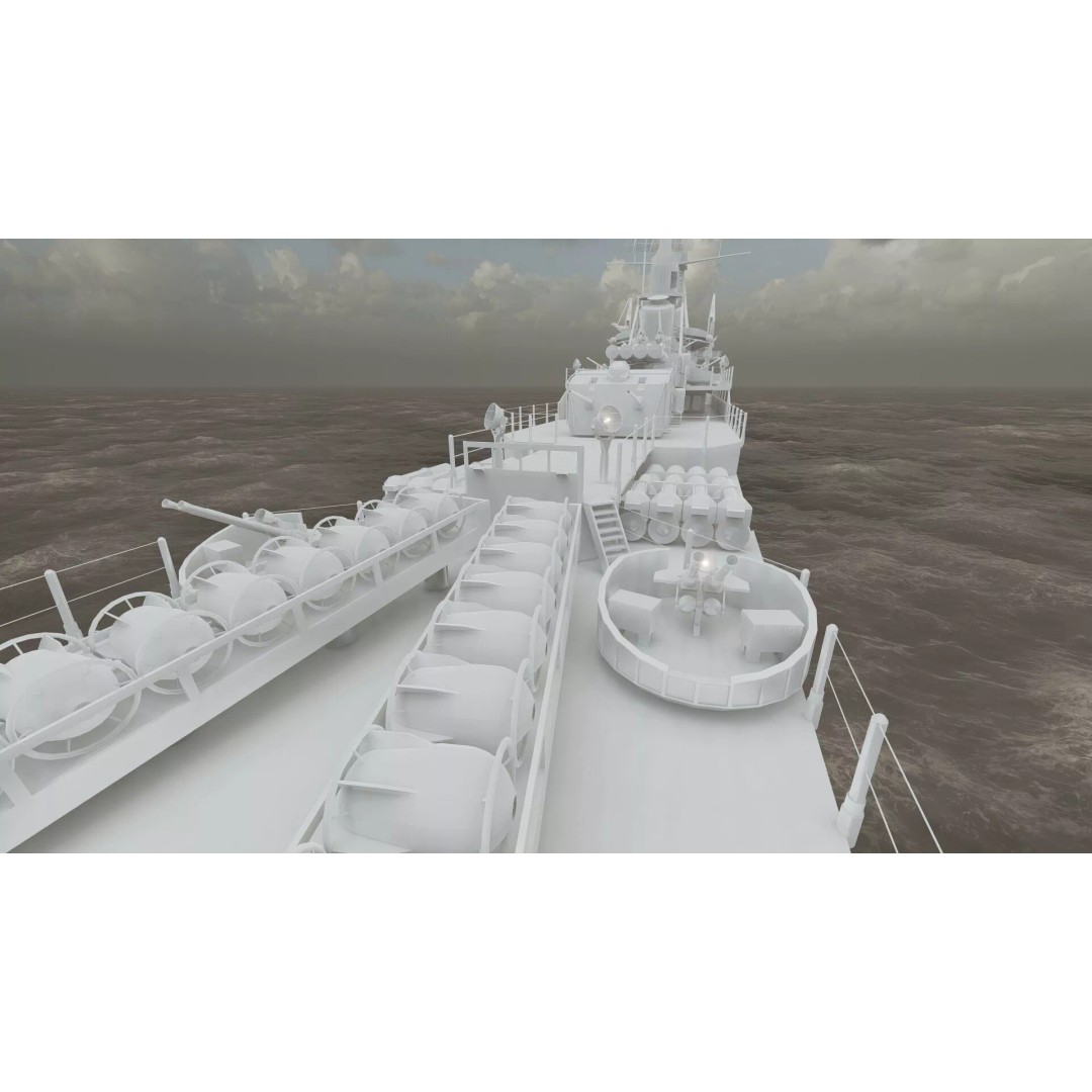 Fletcher Class Destroyer 3D Model – Detailed WW2 Ship Asset, PBR Textures - View 43