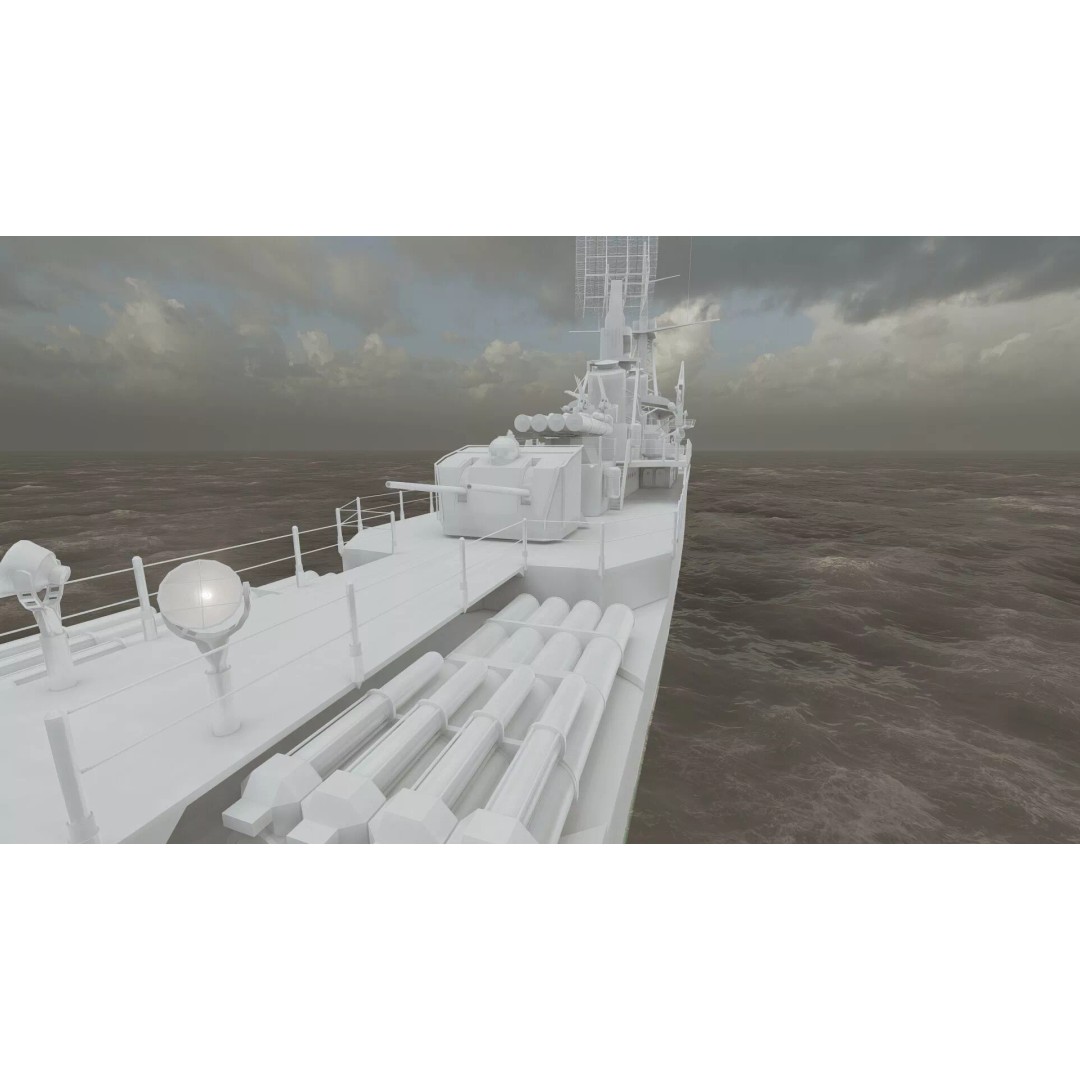 Fletcher Class Destroyer 3D Model – Detailed WW2 Ship Asset, PBR Textures - View 44