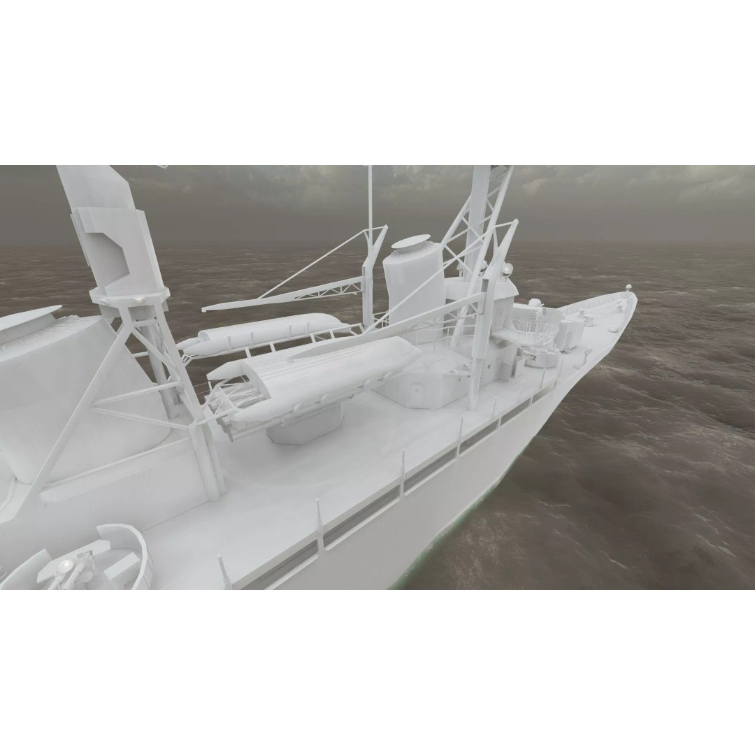 Fletcher Class Destroyer 3D Model – Detailed WW2 Ship Asset, PBR Textures - View 47