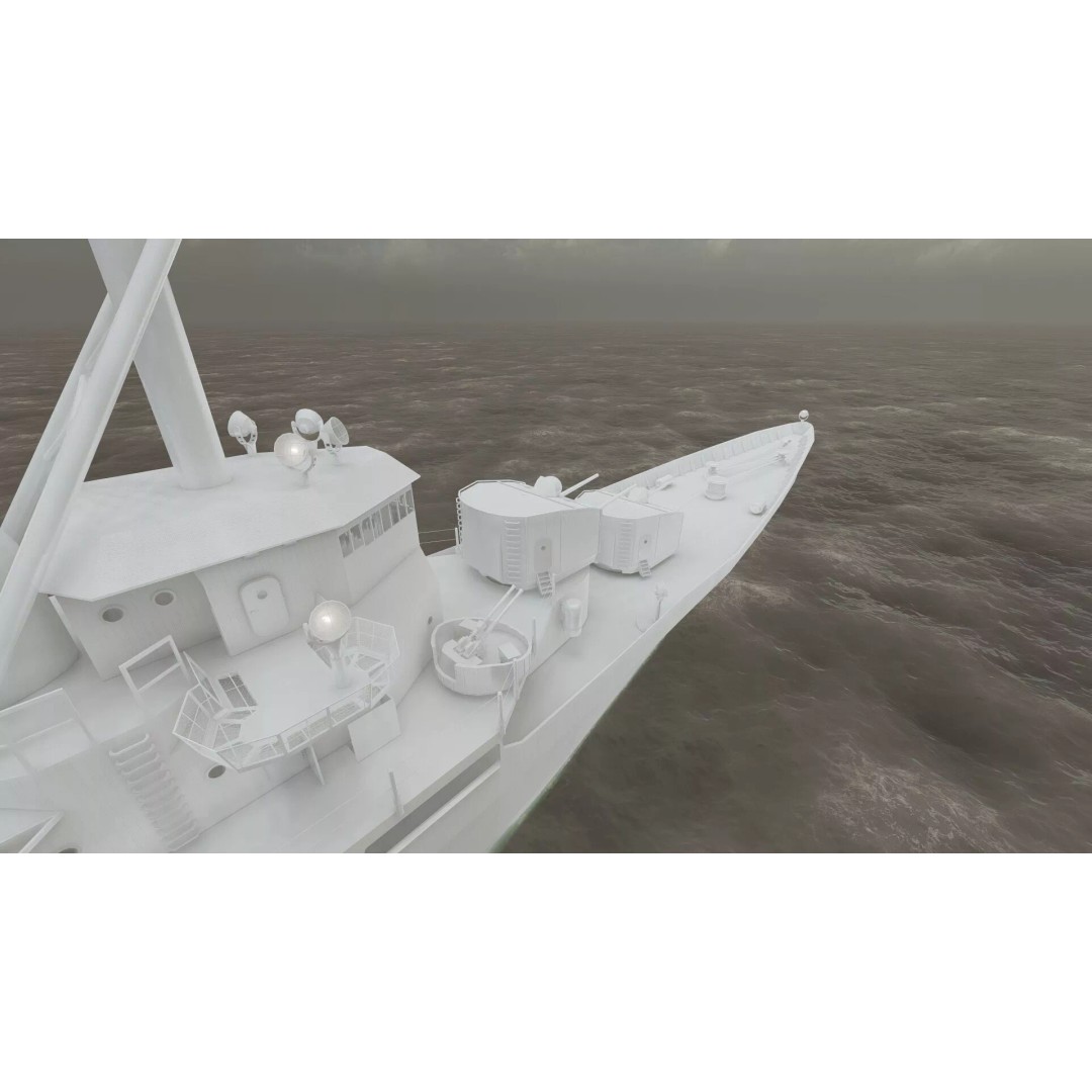 Fletcher Class Destroyer 3D Model – Detailed WW2 Ship Asset, PBR Textures - View 48