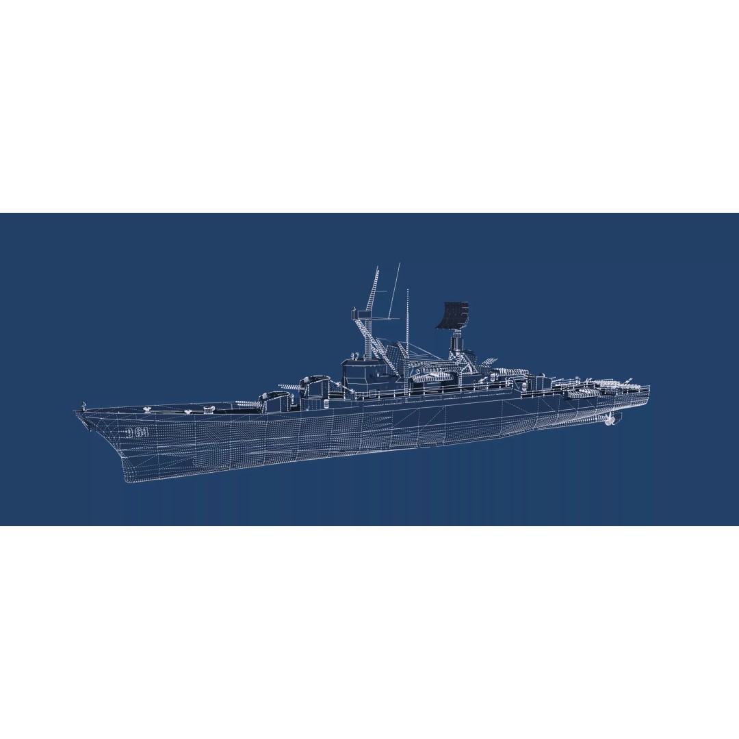 Fletcher Class Destroyer 3D Model – Detailed WW2 Ship Asset, PBR Textures - View 49