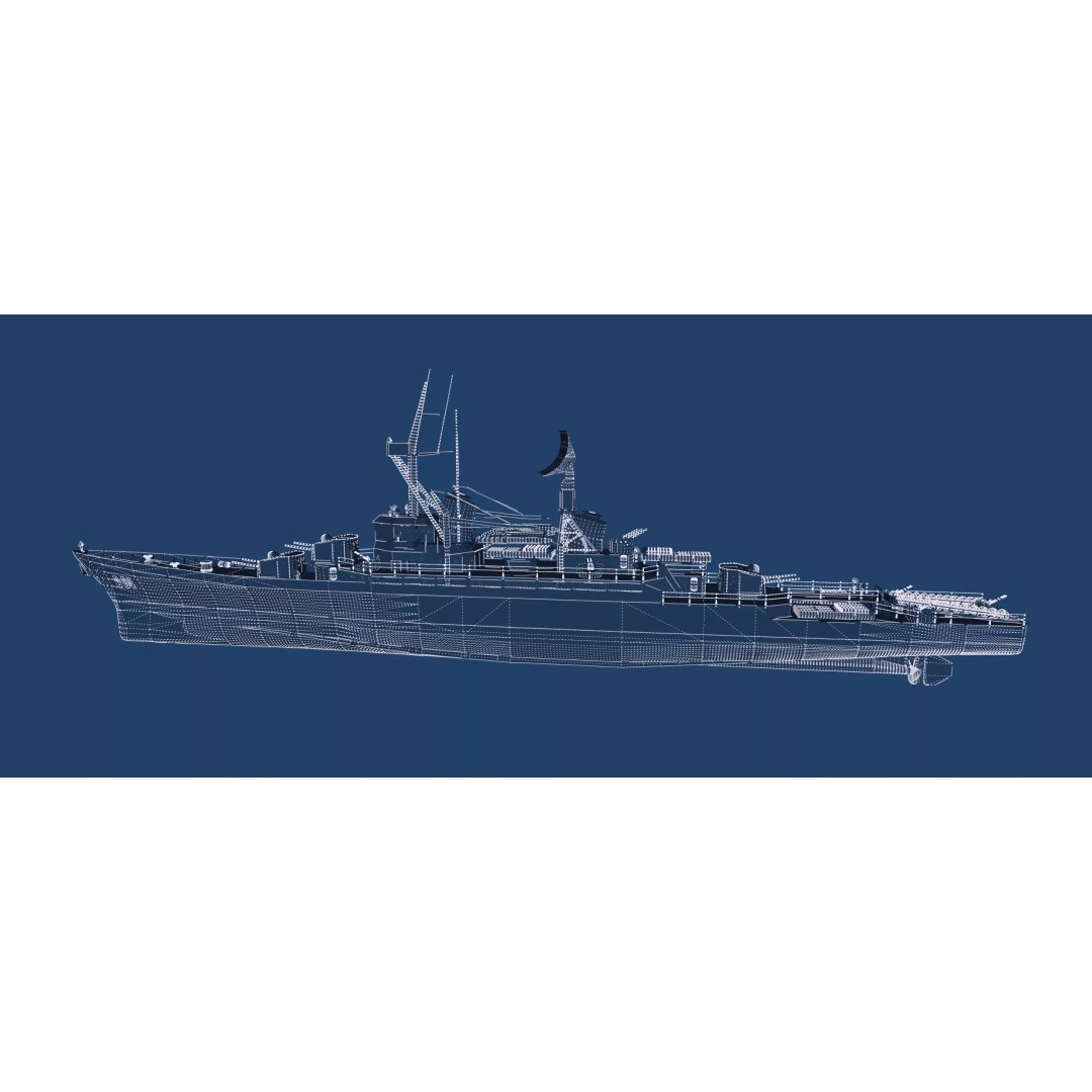 Fletcher Class Destroyer 3D Model – Detailed WW2 Ship Asset, PBR Textures - View 50