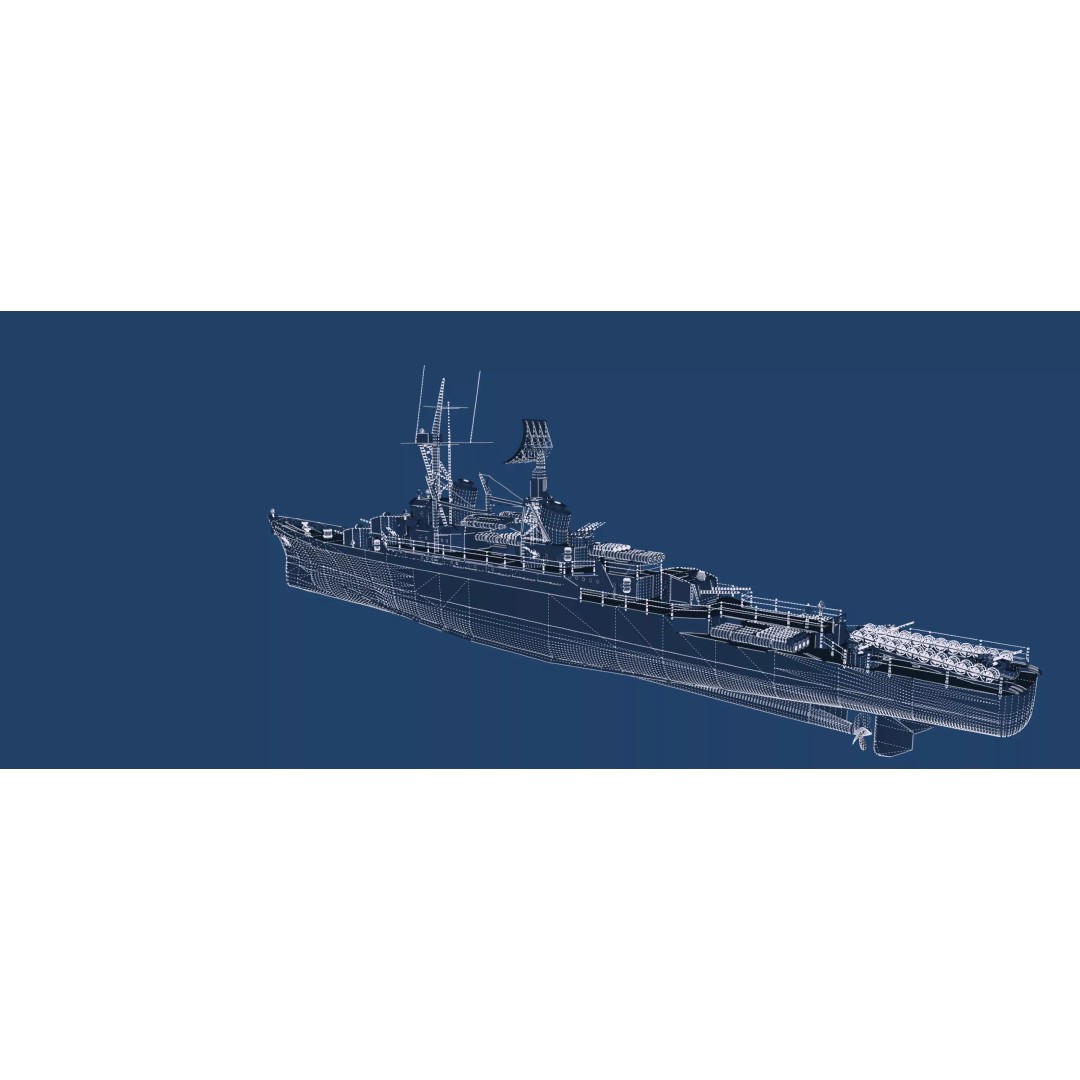 Fletcher Class Destroyer 3D Model – Detailed WW2 Ship Asset, PBR Textures - View 51