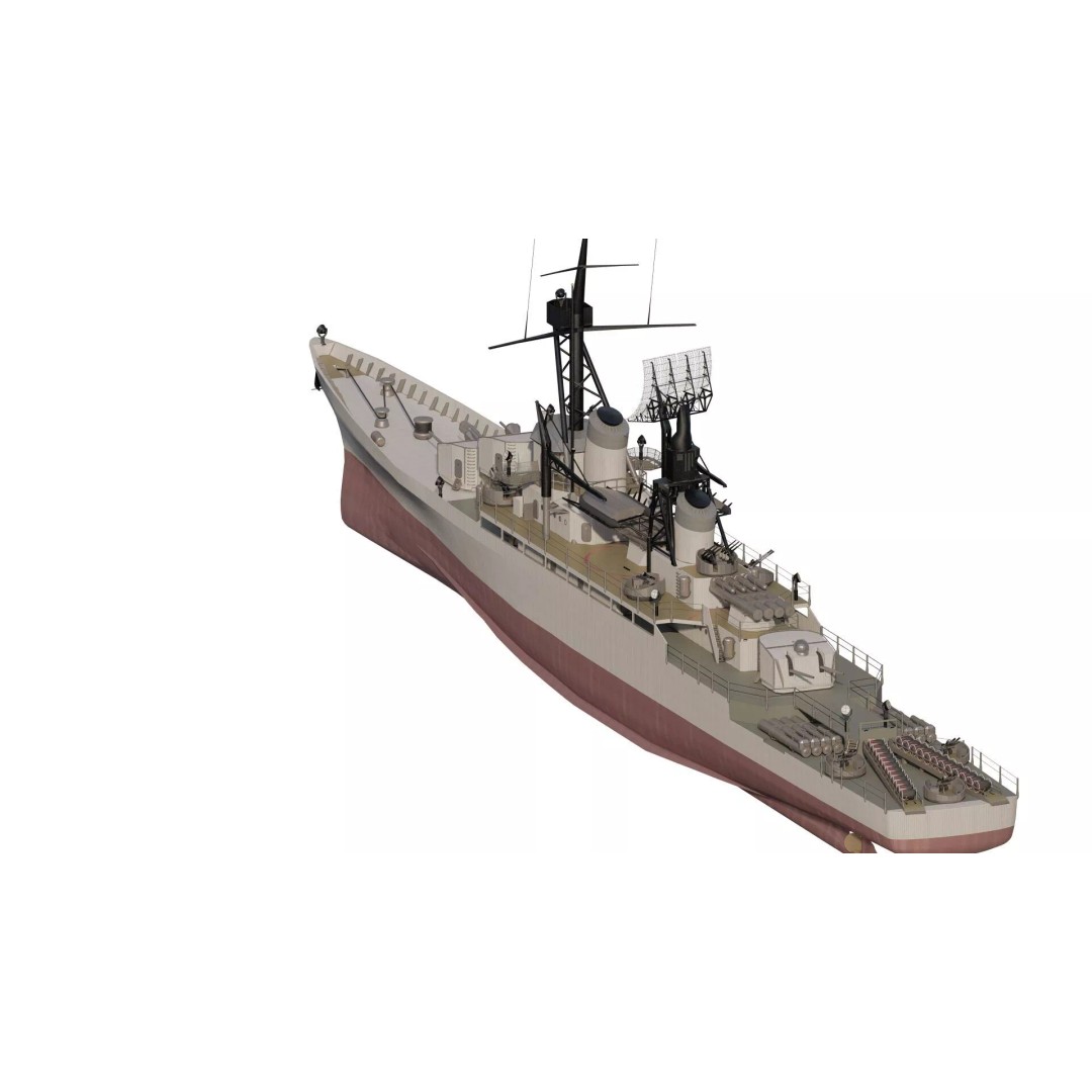 Fletcher Class Destroyer 3D Model – Detailed WW2 Ship Asset, PBR Textures - View 9