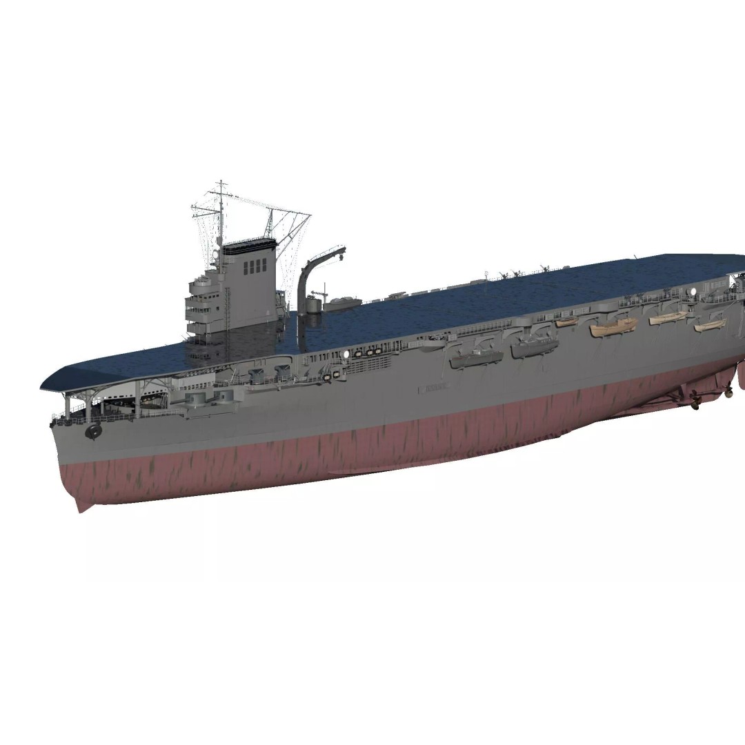 WW1 French Navy Aircraft Carrier 3D Model – Detailed Military Vessel, OBJ, FBX - View 2