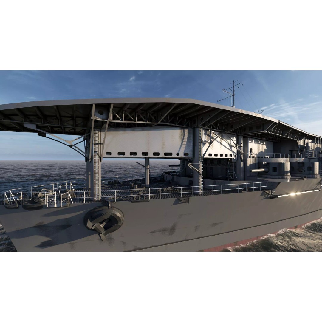 WW1 French Navy Aircraft Carrier 3D Model – Detailed Military Vessel, OBJ, FBX - View 25