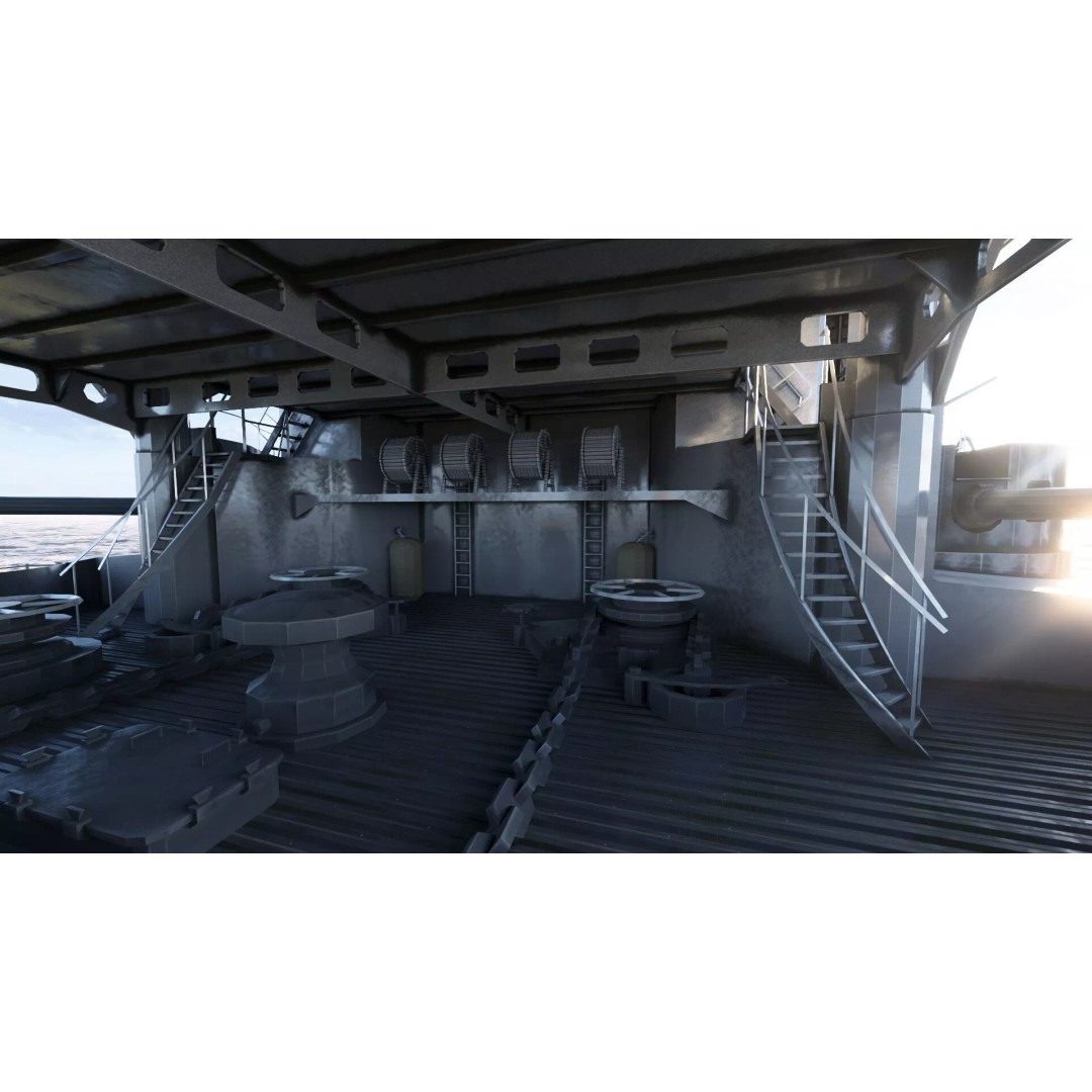 WW1 French Navy Aircraft Carrier 3D Model – Detailed Military Vessel, OBJ, FBX - View 28