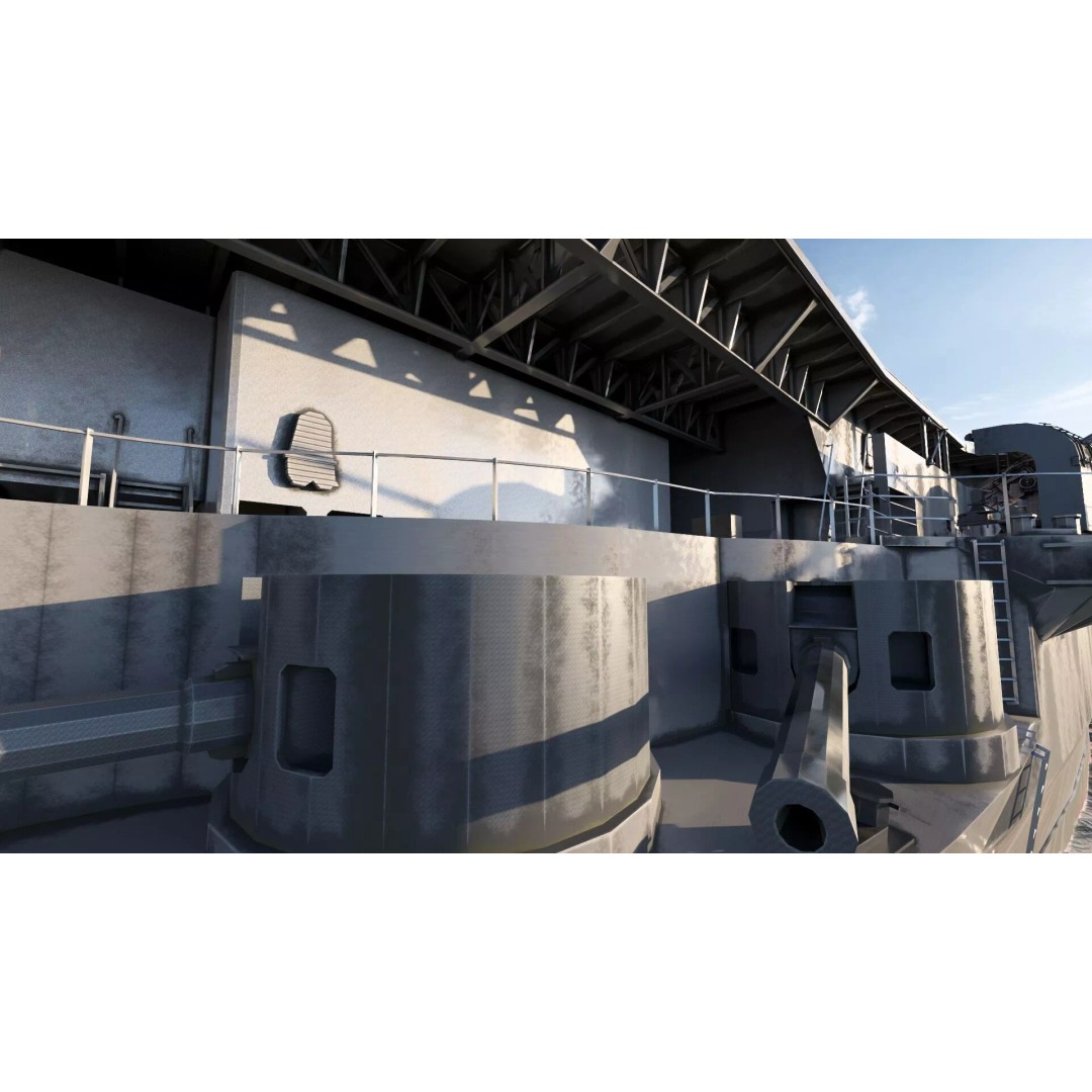 WW1 French Navy Aircraft Carrier 3D Model – Detailed Military Vessel, OBJ, FBX - View 30
