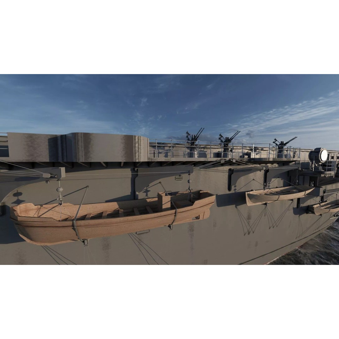 WW1 French Navy Aircraft Carrier 3D Model – Detailed Military Vessel, OBJ, FBX - View 36