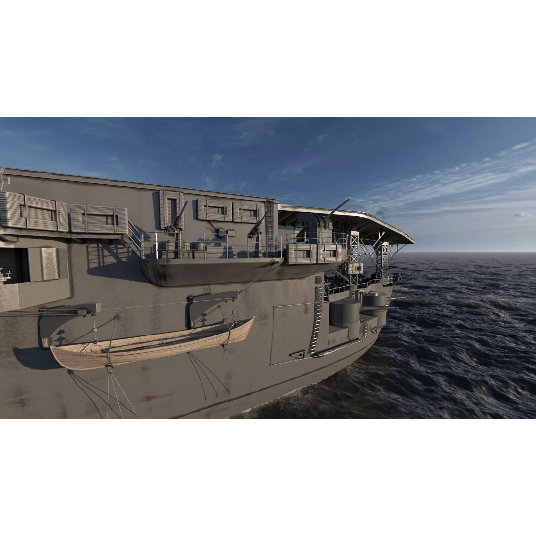 WW1 French Navy Aircraft Carrier 3D Model – Detailed Military Vessel, OBJ, FBX - View 37