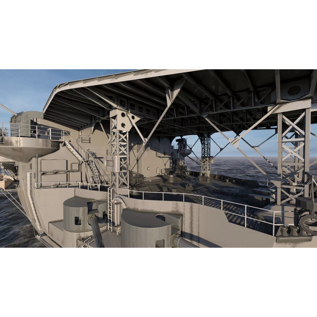 WW1 French Navy Aircraft Carrier 3D Model – Detailed Military Vessel, OBJ, FBX - View 38