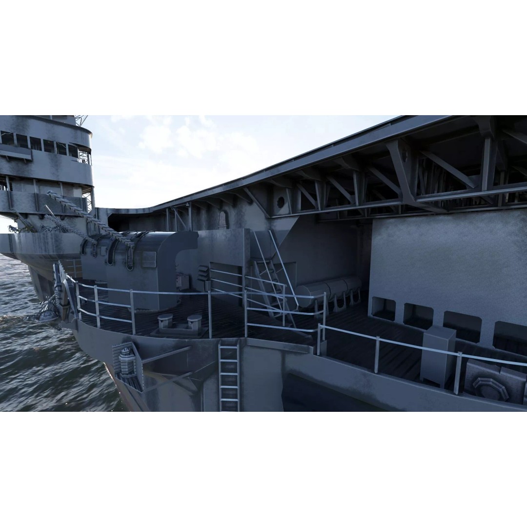 WW1 French Navy Aircraft Carrier 3D Model – Detailed Military Vessel, OBJ, FBX - View 47