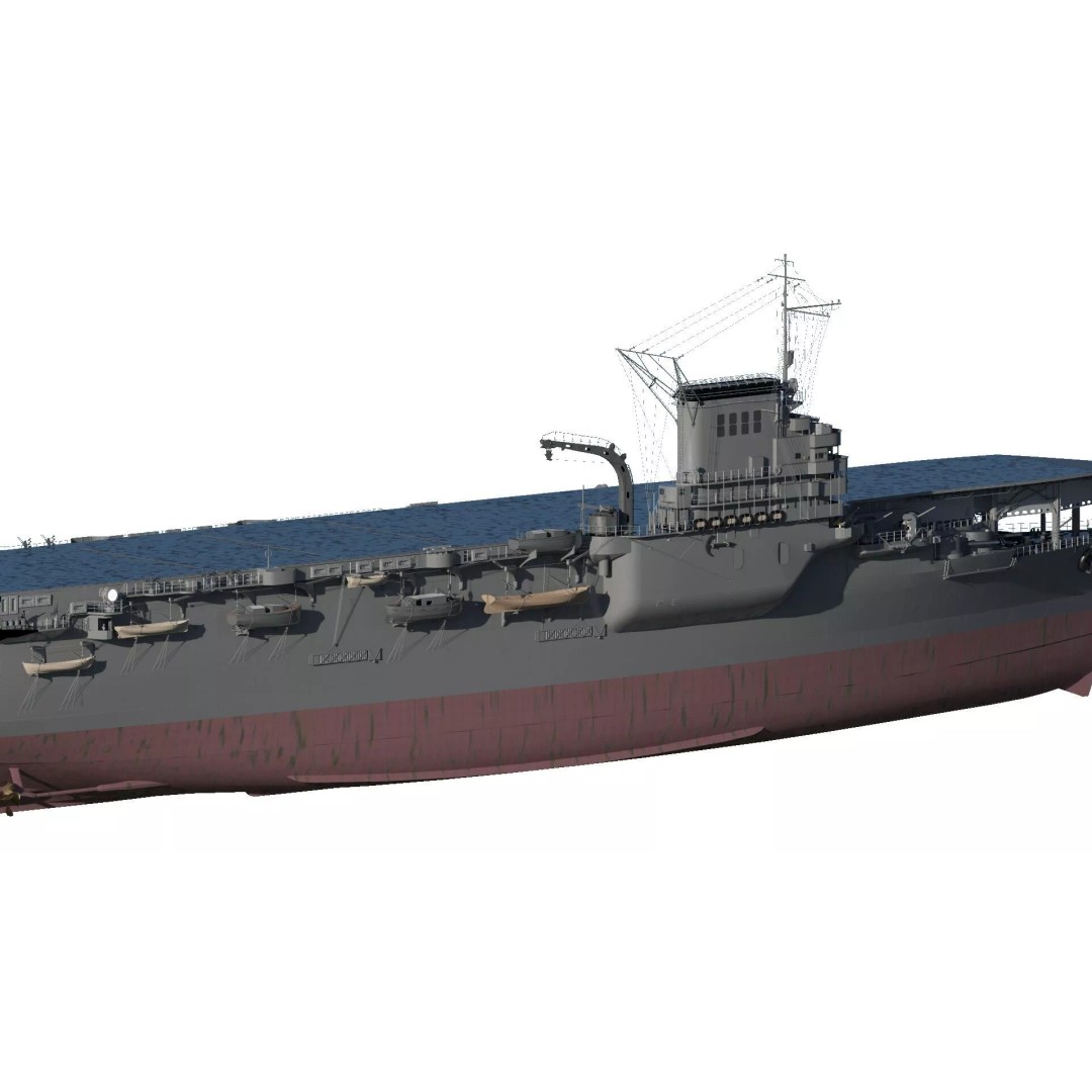 WW1 French Navy Aircraft Carrier 3D Model – Detailed Military Vessel, OBJ, FBX - View 5