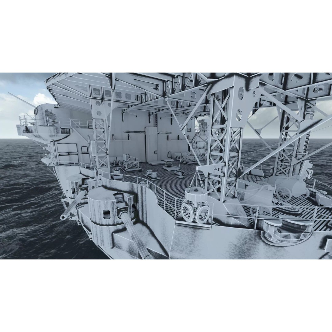 WW1 French Navy Aircraft Carrier 3D Model – Detailed Military Vessel, OBJ, FBX - View 54