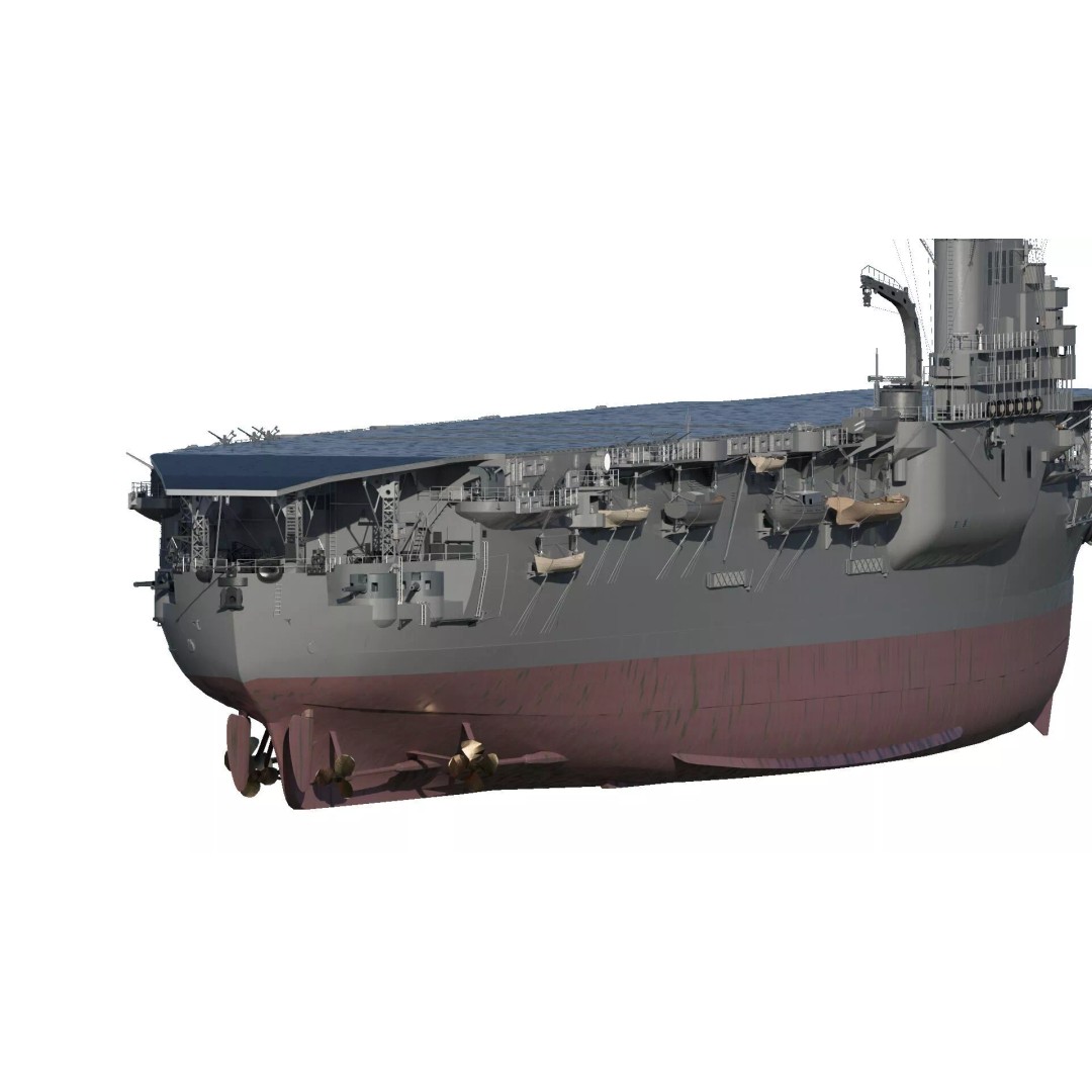 WW1 French Navy Aircraft Carrier 3D Model – Detailed Military Vessel, OBJ, FBX - View 8