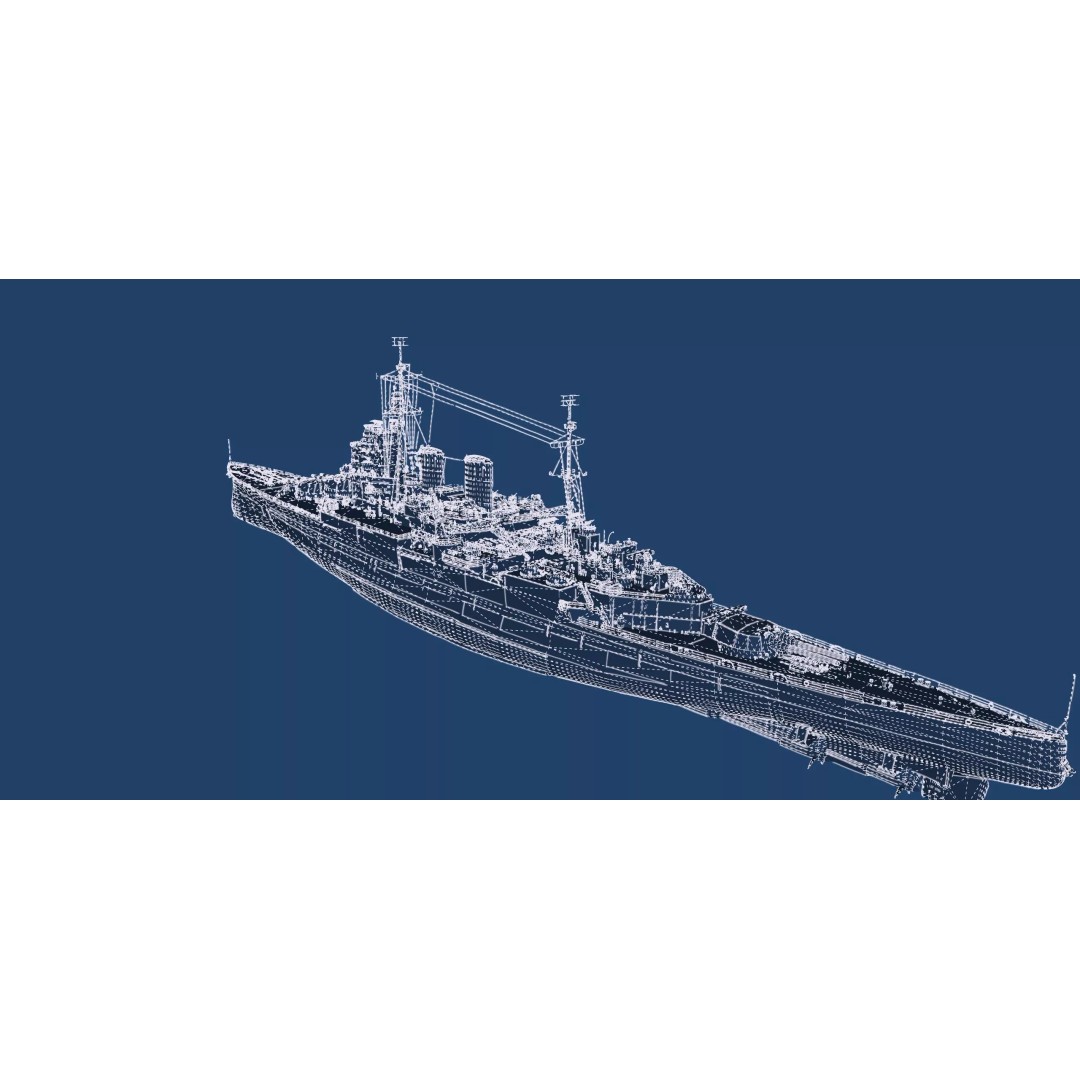 WW1 Royal Navy Battlecruiser 3D Model – Detailed Military Vessel, Sketchup