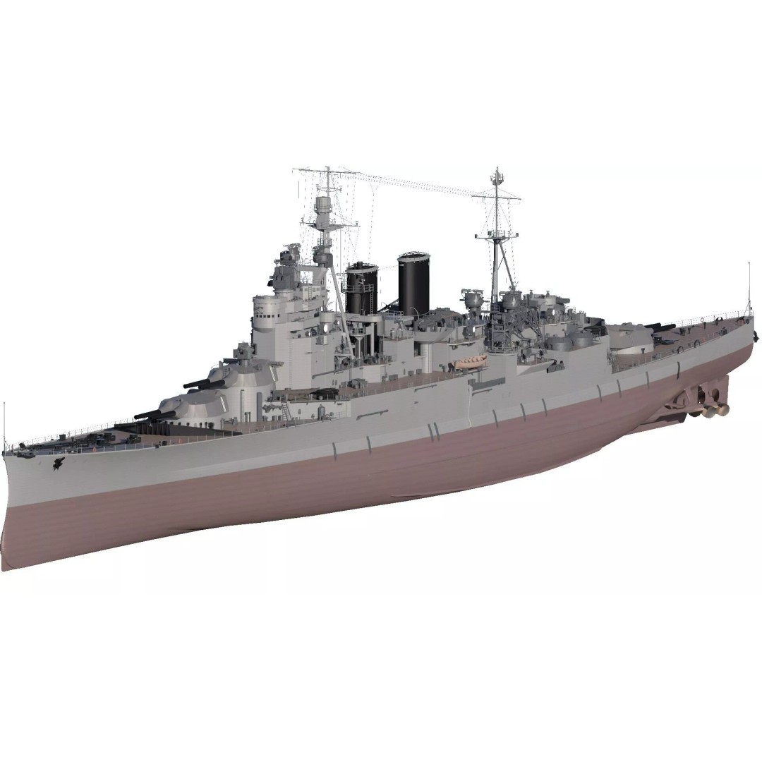 WW1 Royal Navy Battlecruiser 3D Model – Detailed Military Vessel, Sketchup - View 2