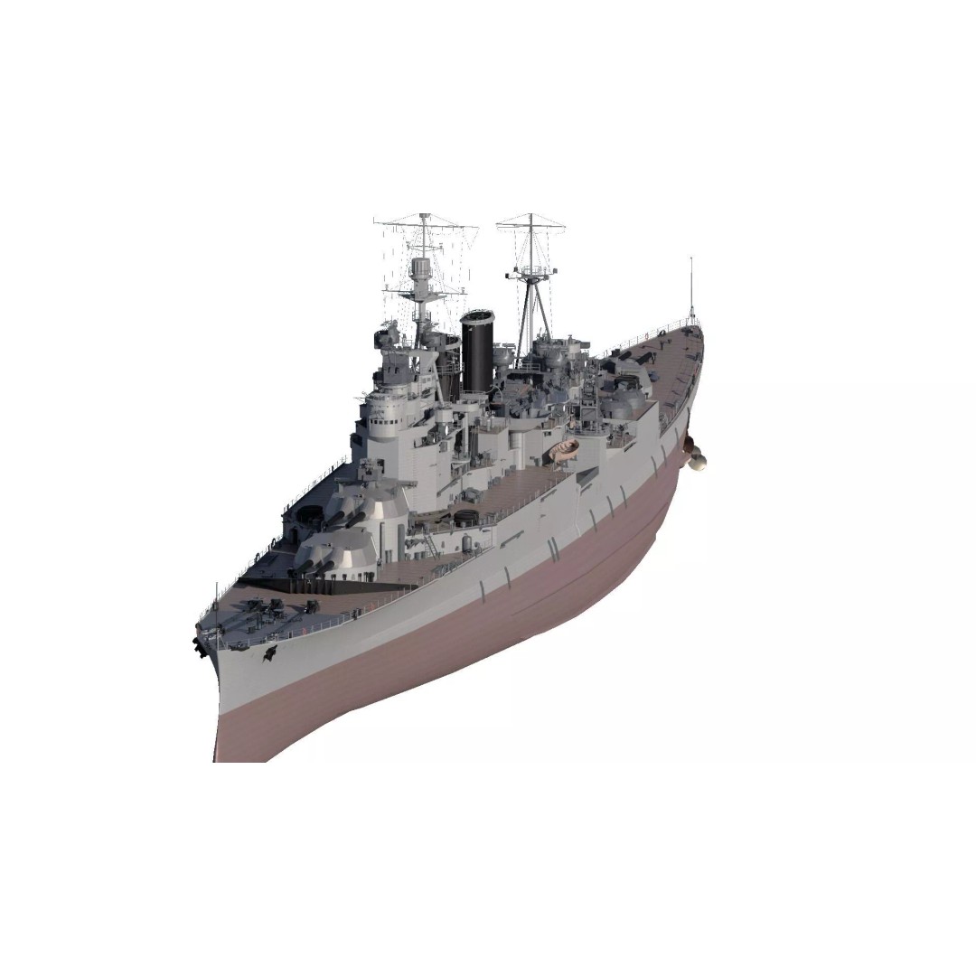 WW1 Royal Navy Battlecruiser 3D Model – Detailed Military Vessel, Sketchup - View 3