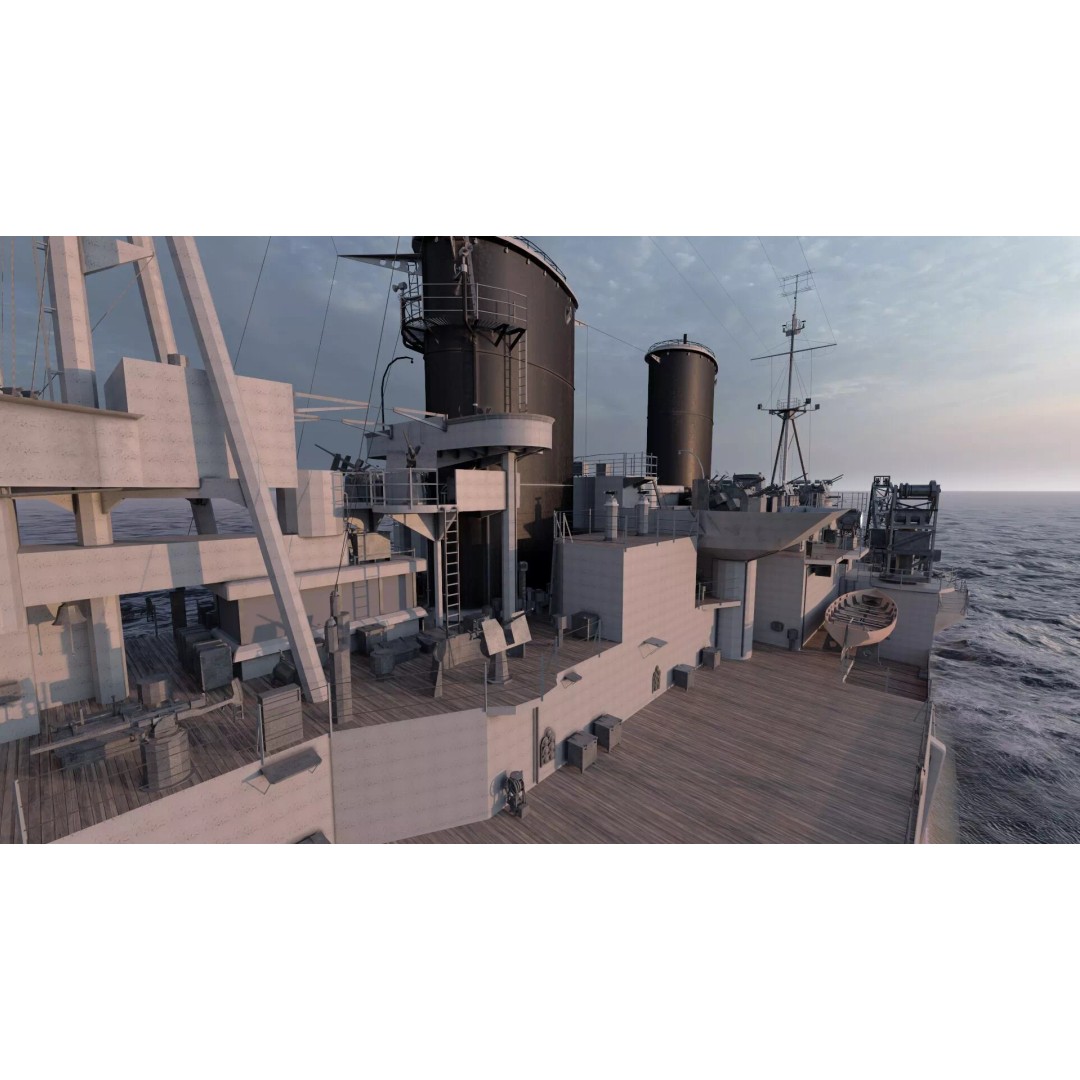 WW1 Royal Navy Battlecruiser 3D Model – Detailed Military Vessel, Sketchup - View 34
