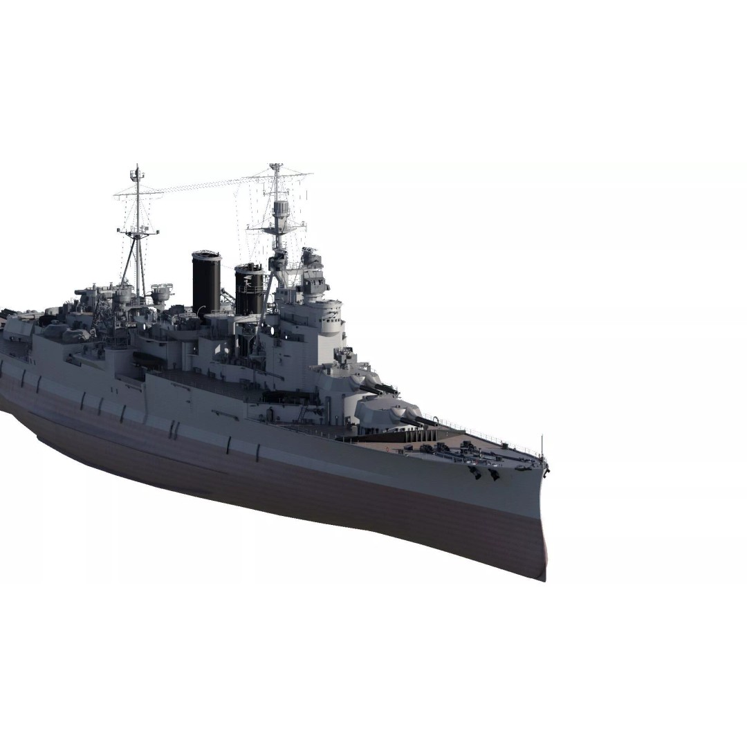 WW1 Royal Navy Battlecruiser 3D Model – Detailed Military Vessel, Sketchup - View 4
