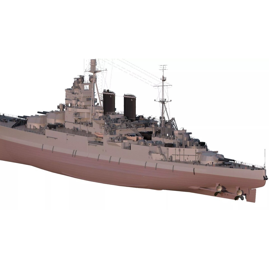 WW1 Royal Navy Battlecruiser 3D Model – Detailed Military Vessel, Sketchup - View 8