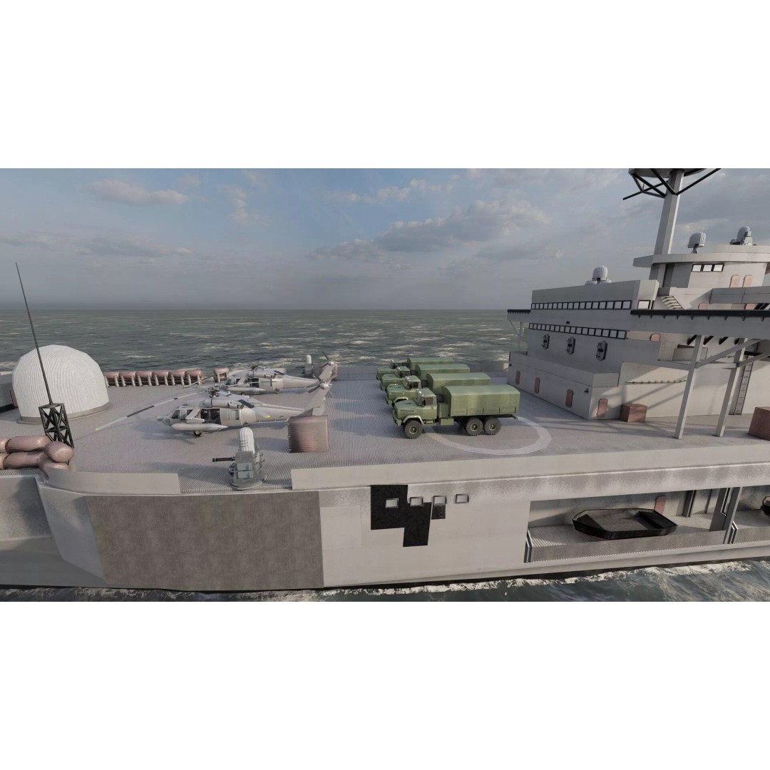 US Navy Amphibious Assault Ship 3D Model – Detailed Military Watercraft, FBX - View 11